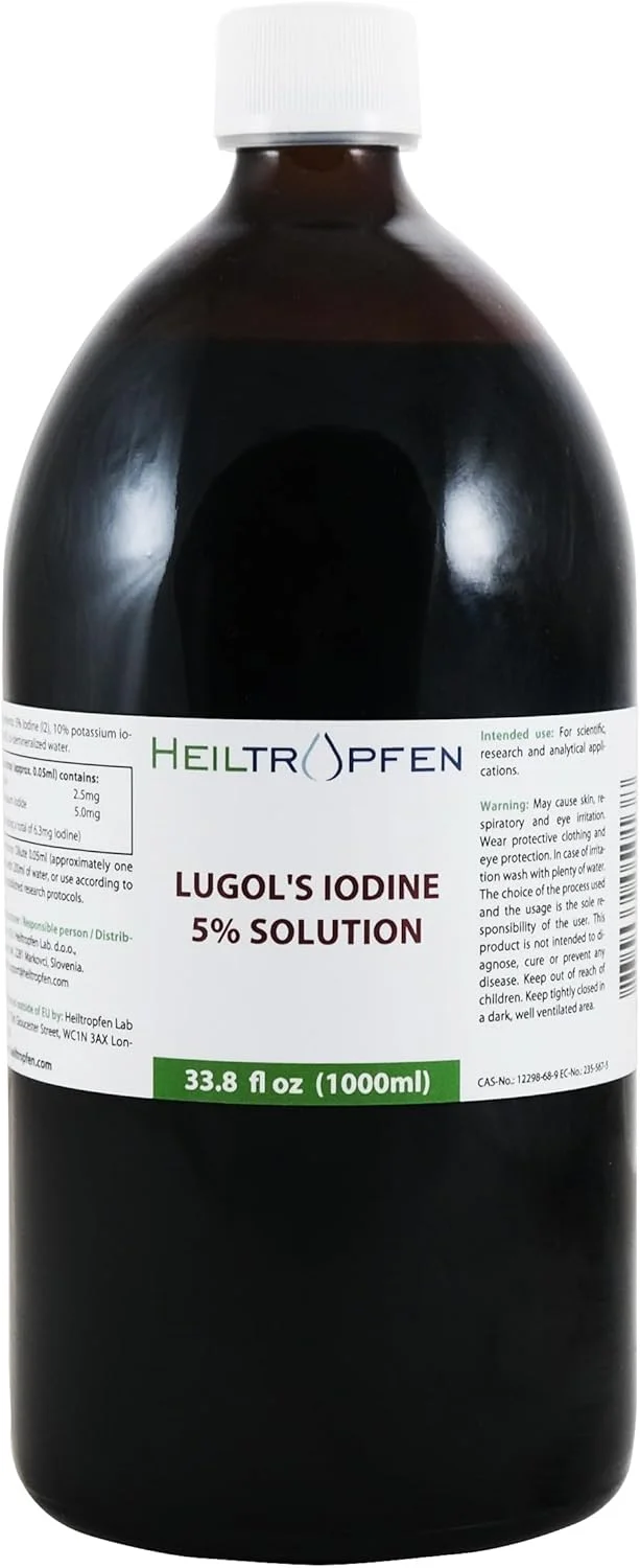 محلول ید لوگول 5% هایلتروپفن، 1000 میلی لیتر | مکمل ید | فرمولاسیون مایع لوگول 15% | ساخته شده با 5 درصد ید و 10 درصد یدید پتاسیم | ®