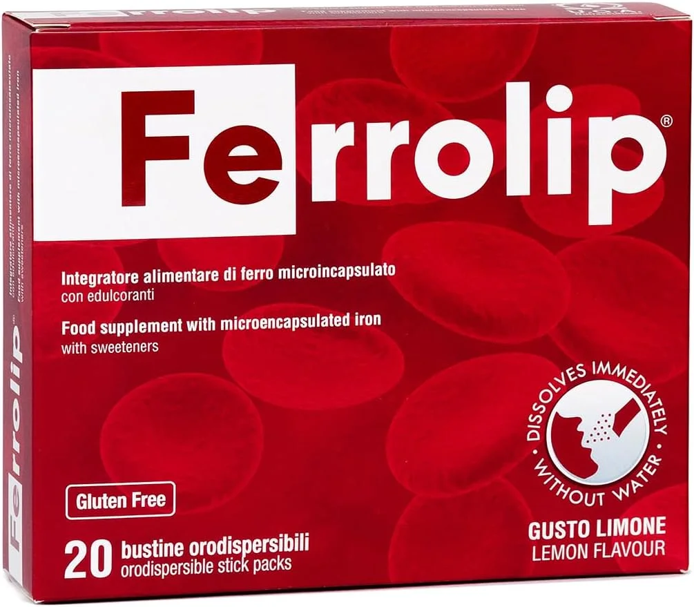 فرولیپ™ - مکمل آهن بدون نیاز به آب، با طعم لیمو (20 ساشه تک دوز x 1.8 گرم) - بدون عوارض گوارشی و طعم فلزی - مناسب گیاهخواران