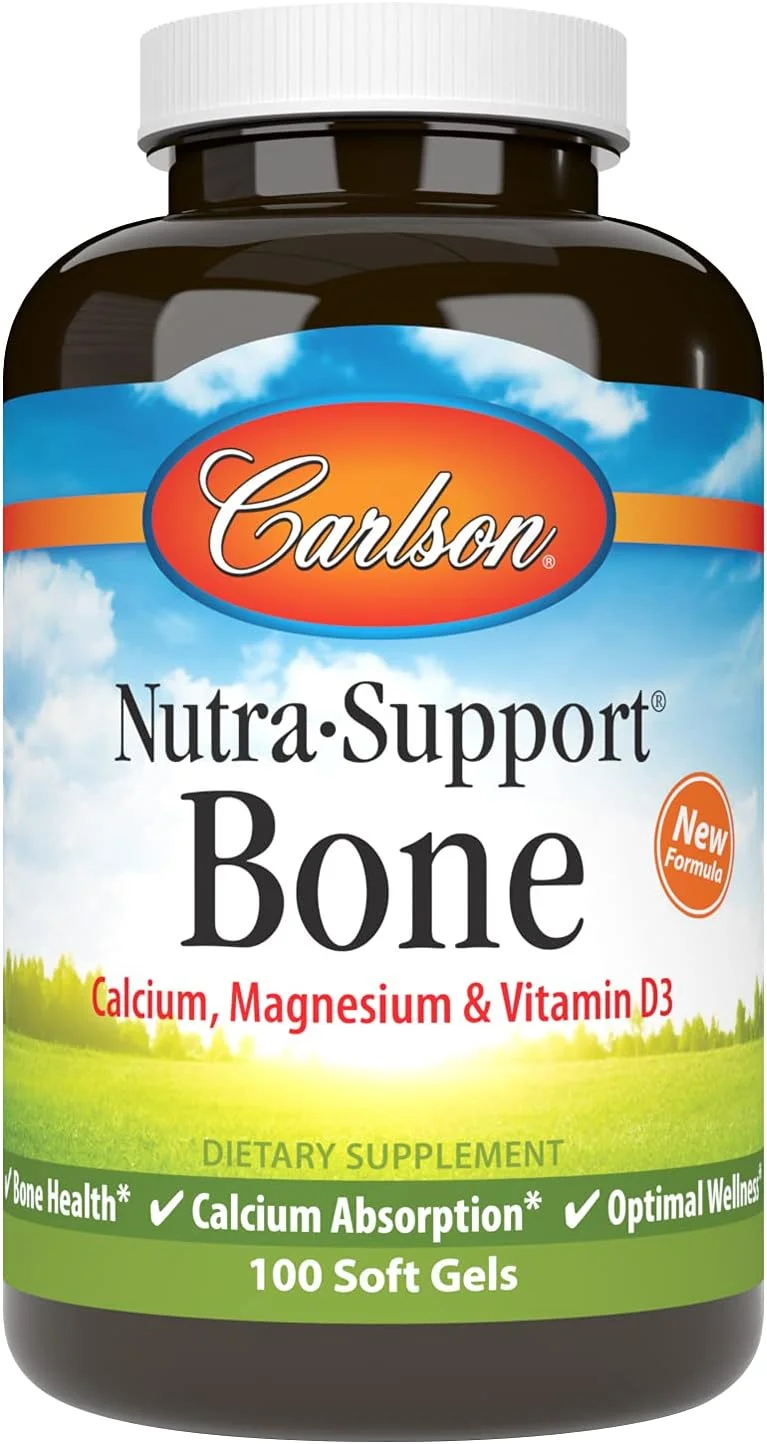 کارلسون - نوترا-ساپورت استخوان، کلسیم، منیزیم و ویتامین D3، سلامت استخوان، جذب کلسیم و تندرستی مطلوب، 100 سافت ژل
