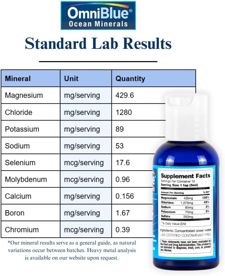 مواد معدنی اقیانوسی OmniBlue | 100 درصد تایید شده، خالص و برداشت شده طبیعی الکترولیت های اقیانوسی به عنوان مواد معدنی ماکرو و کمیاب طبیعی | بدون افزودنی یا تغییرات 2 اونس مواد معدنی اقیانوسی OmniBlue | 100 درصد تایید شده، خالص و برداشت شده طبیعی الکترولیت های اقیانوسی به عنوان مواد معدنی ماکرو و کمیاب طبیعی | بدون افزودنی یا تغییرات 2 اونس