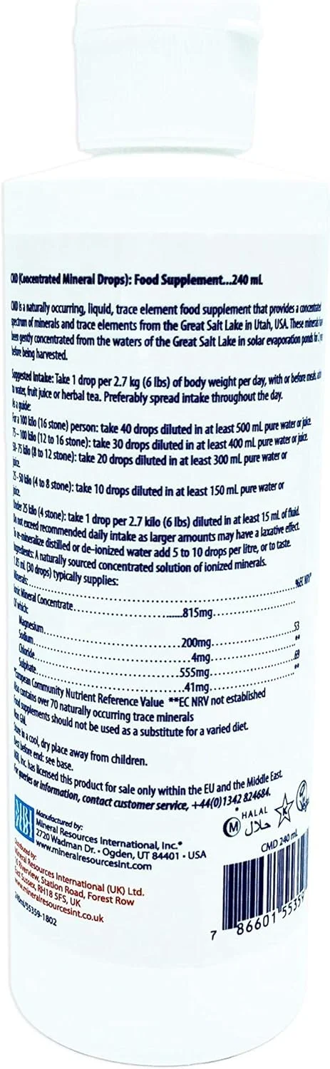 قطره های مواد معدنی غلیظ CMD - کلرید منیزیم یونی با قدرت بالا، حاوی بیش از 70 ماده معدنی کمیاب، پشتیبانی از انرژی، عملکرد عضلات و اعصاب، کاهش خستگی، تعادل الکترولیت - 240 میلی لیتر قطره های مواد معدنی غلیظ CMD - کلرید منیزیم یونی با قدرت بالا، حاوی بیش از 70 ماده معدنی کمیاب، پشتیبانی از انرژی، عملکرد عضلات و اعصاب، کاهش خستگی، تعادل الکترولیت - 240 میلی لیتر