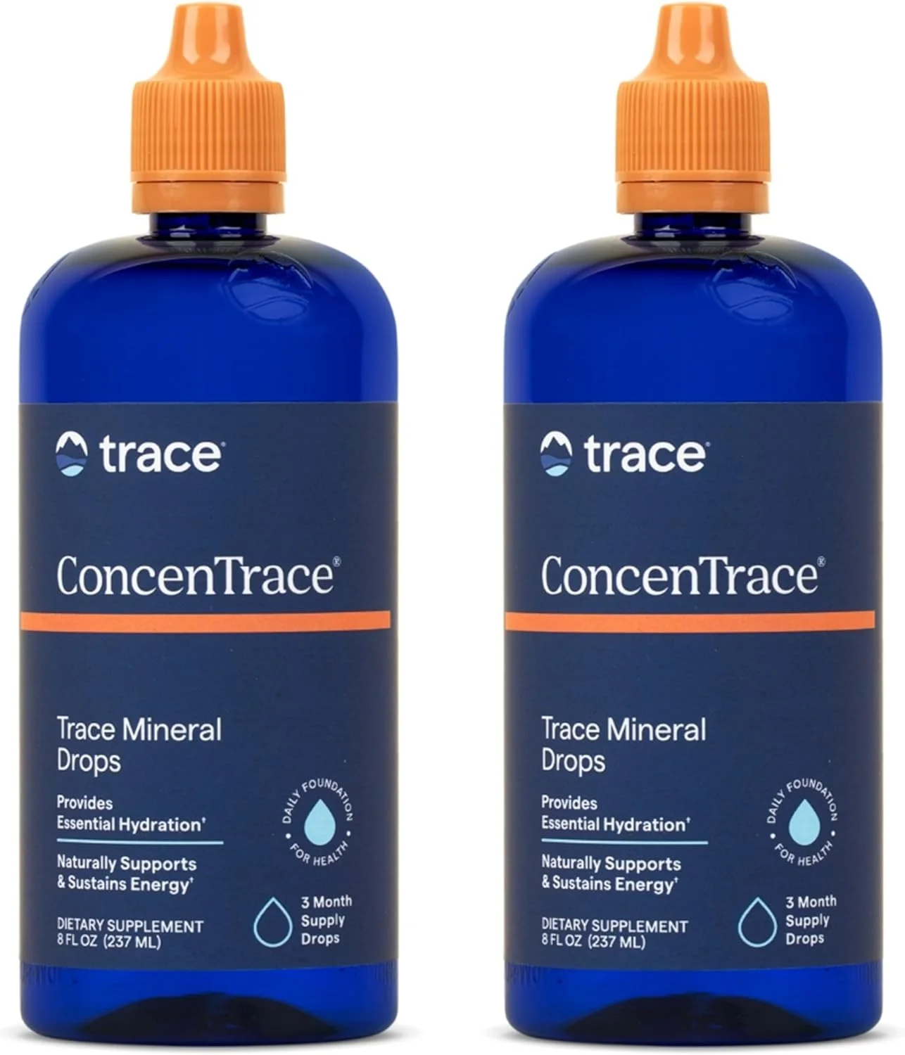 قطره مواد معدنی کمیاب Concentrace. منیزیم، کلرید، پتاسیم. مواد معدنی یونی دریایی از دریاچه نمک بزرگ در یوتا. هیدراتاسیون. الکترولیت. عملکرد. انرژی. بدون شکر. بسته 2 عددی بطری 8 اونسی