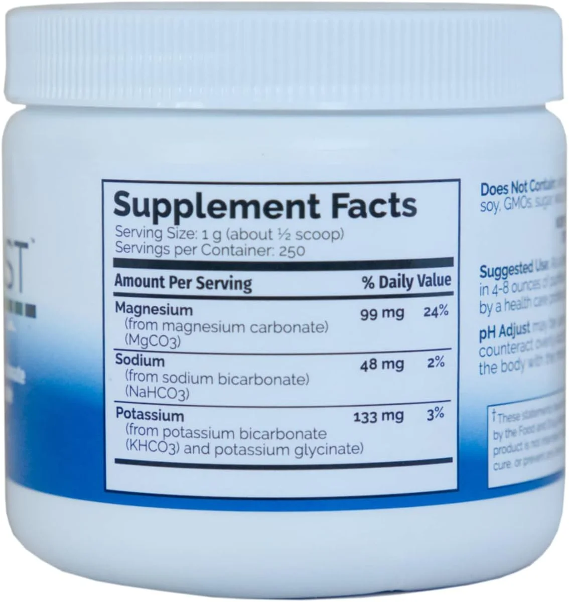 فرمول تنظیم کننده pH قلیایی | قلیایی کننده با بی کربنات پتاسیم و سدیم و کربنات منیزیم | تعادل سریع سطوح pH | طعم خوب | پودر ریز با کاربری آسان | 250 گرم