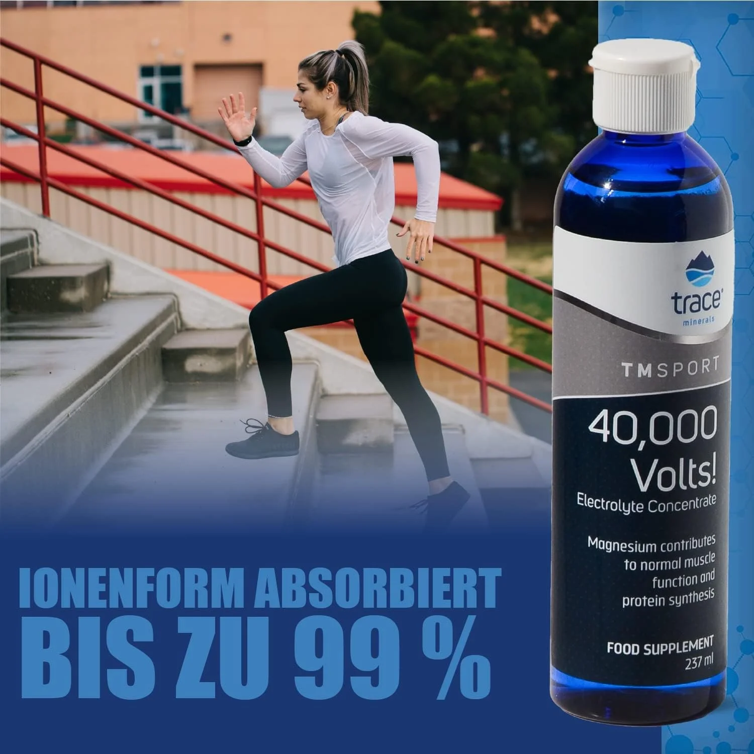 قطره های الکترولیت مایع 40000 ولت Trace Minerals | پشتیبانی از هیدراتاسیون | پشتیبانی از درد پا و عضله | عناصر کمیاب یونی، منیزیم، پتاسیم (237 میلی لیتر)