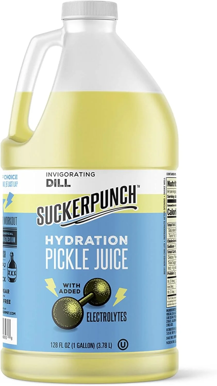 آب خیارشور آبرسان پانچ، بدون گلوتن، نوشیدنی الکترولیتی خیارشور با طعم شوید برای بعد از تمرین، کم کالری، دفاع در برابر گرفتگی عضلات، پتاسیم، مناسب برای کتو، کم شکر، غیر تراریخته، گالن، ۱۲۸ اونس مایع