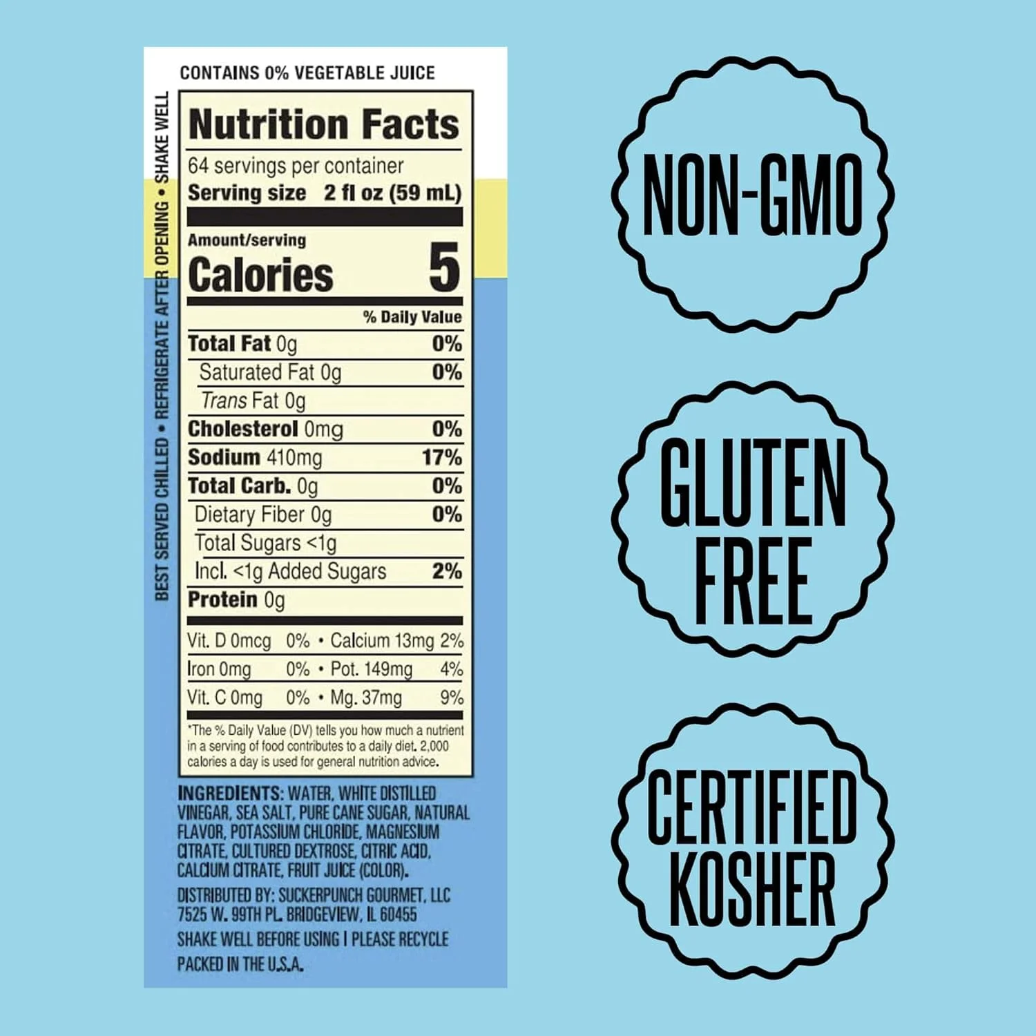 آب خیارشور آبرسان پانچ، بدون گلوتن، نوشیدنی الکترولیتی خیارشور با طعم شوید برای بعد از تمرین، کم کالری، دفاع در برابر گرفتگی عضلات، پتاسیم، مناسب برای کتو، کم شکر، غیر تراریخته، گالن، ۱۲۸ اونس مایع