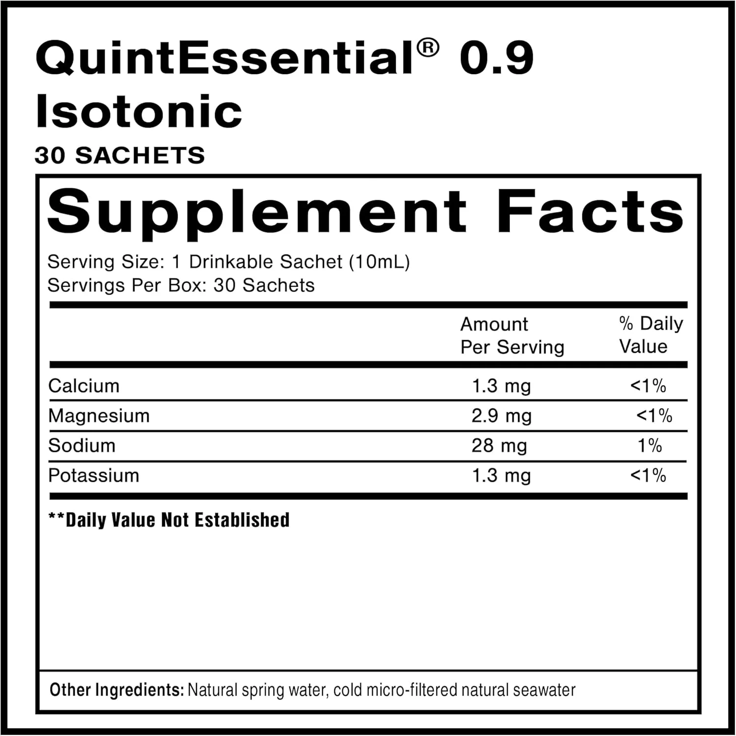 کوئیک سیلور ساینتیفیک کوینت اسنشیال 0.9 ساشه - محلول ایزوتونیک با مواد معدنی آب دریا + آب چشمه آلپاین - آبرسانی مایع، الکترولیت + مکمل چند ماده معدنی (30 عدد)