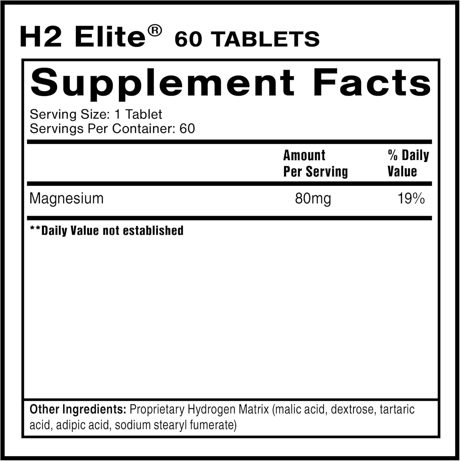 قرص های هیدروژن مولکولی Quicksilver Scientific H2 Elite برای پشتیبانی از انرژی و متابولیسم، قرص های مناسب برای ظروف باز - افزودنی نوشیدنی منیزیم مالات (60 عدد قرص هیدروژن مولکولی)