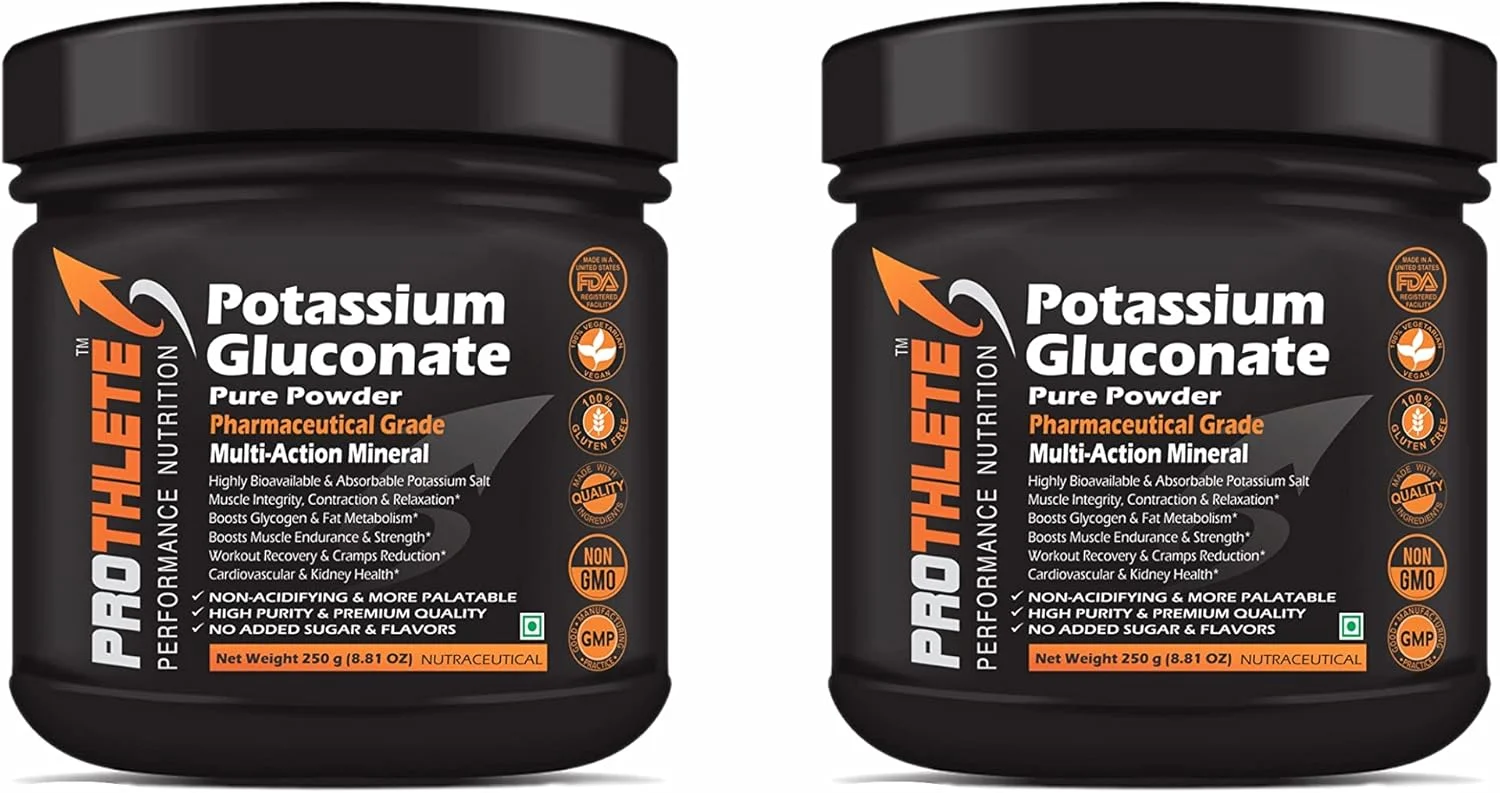 گلوکونات پتاسیم خالص، درجه دارویی USP، تعادل الکترولیت، سلامت عصب و عضله، وگان و غیر تراریخته (250 گرم / 8.81 اونس) (بسته 2 عددی)