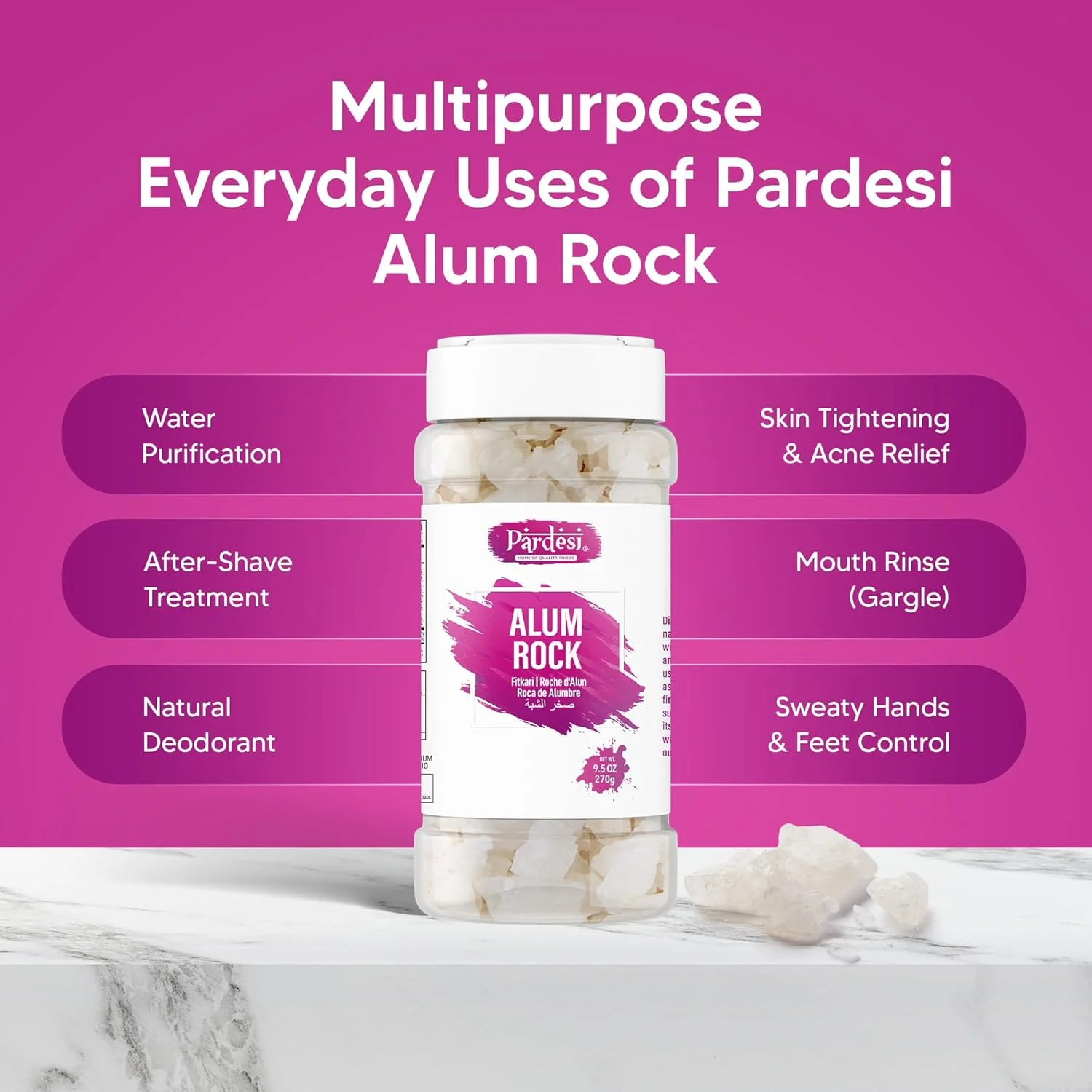 سنگ کریستال زاج سفید طبیعی پردسی (فیتکری) - 350 گرم | آلوم پتاسیم پیدرا د آلومبره | ایده آل برای پخت و پز، ترشی، تصفیه آب، صنایع دستی DIY و مصارف خانگی سنگ کریستال زاج سفید طبیعی پردسی (فیتکری) - 350 گرم | آلوم پتاسیم پیدرا د آلومبره | ایده آل برای پخت و پز، ترشی، تصفیه آب، صنایع دستی DIY و مصارف خانگی