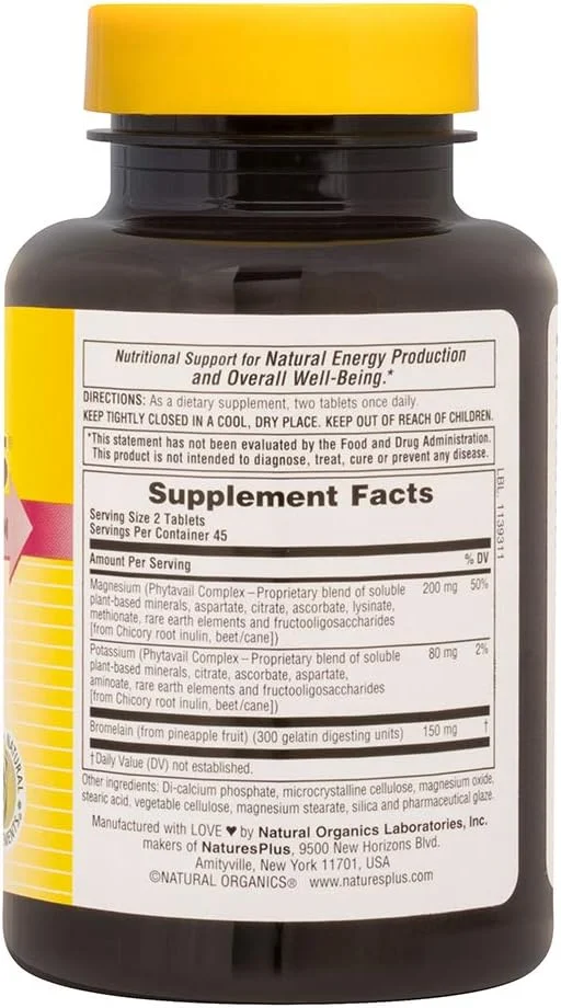 قرص های منیزیم، پتاسیم و بروملین داینو-مینز نیچرز پلاس قرص های منیزیم، پتاسیم و بروملین داینو-مینز نیچرز پلاس