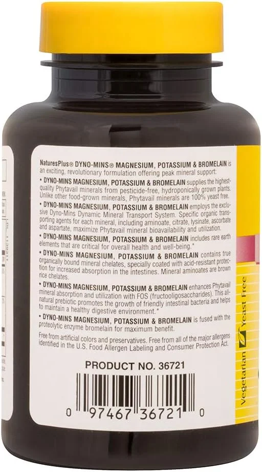 قرص های منیزیم، پتاسیم و بروملین داینو-مینز نیچرز پلاس قرص های منیزیم، پتاسیم و بروملین داینو-مینز نیچرز پلاس