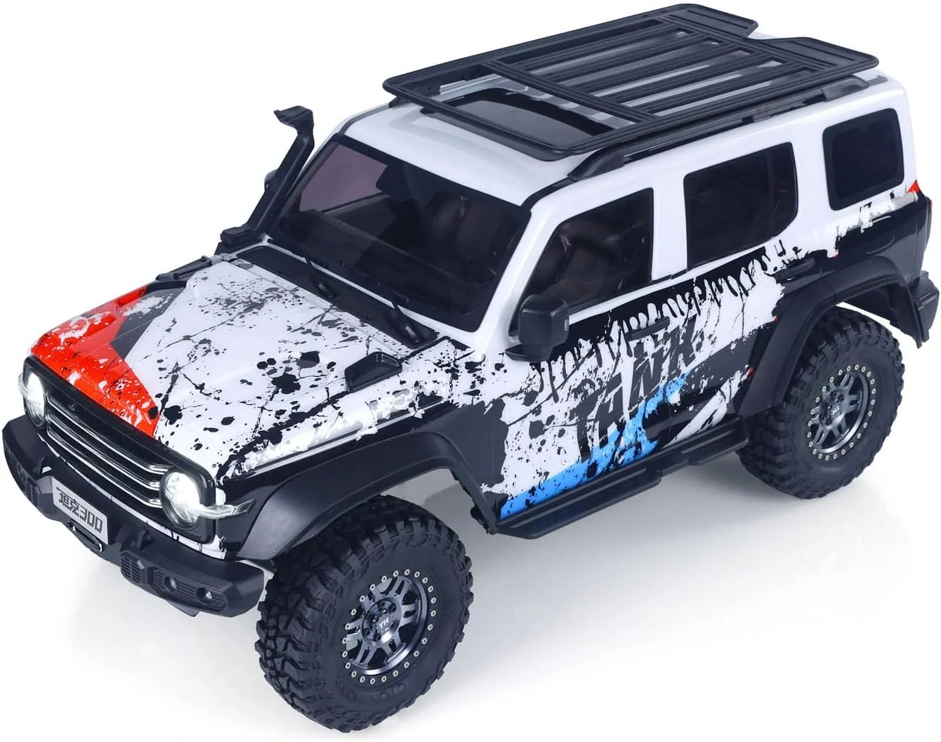 تانک آفرود آرسی ۱:۸ مدل CMED، ماشین صخره نوردی الکتریکی، مدل خزنده، چهار چرخ محرک، قفل دیفرانسیل، گیربکس ۲ سرعته، چراغ (سفید)