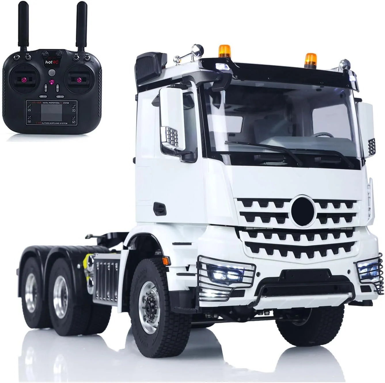 مدل کامیون تراکتور کنترلی از راه دور 1/14 مدل ماشین باری با اکسل دیفرانسیل بدون قفل، رادیو HotRC دو سرعته، موتور براش، ESC، چراغ، مدل حرفه ای برای بزرگسالان