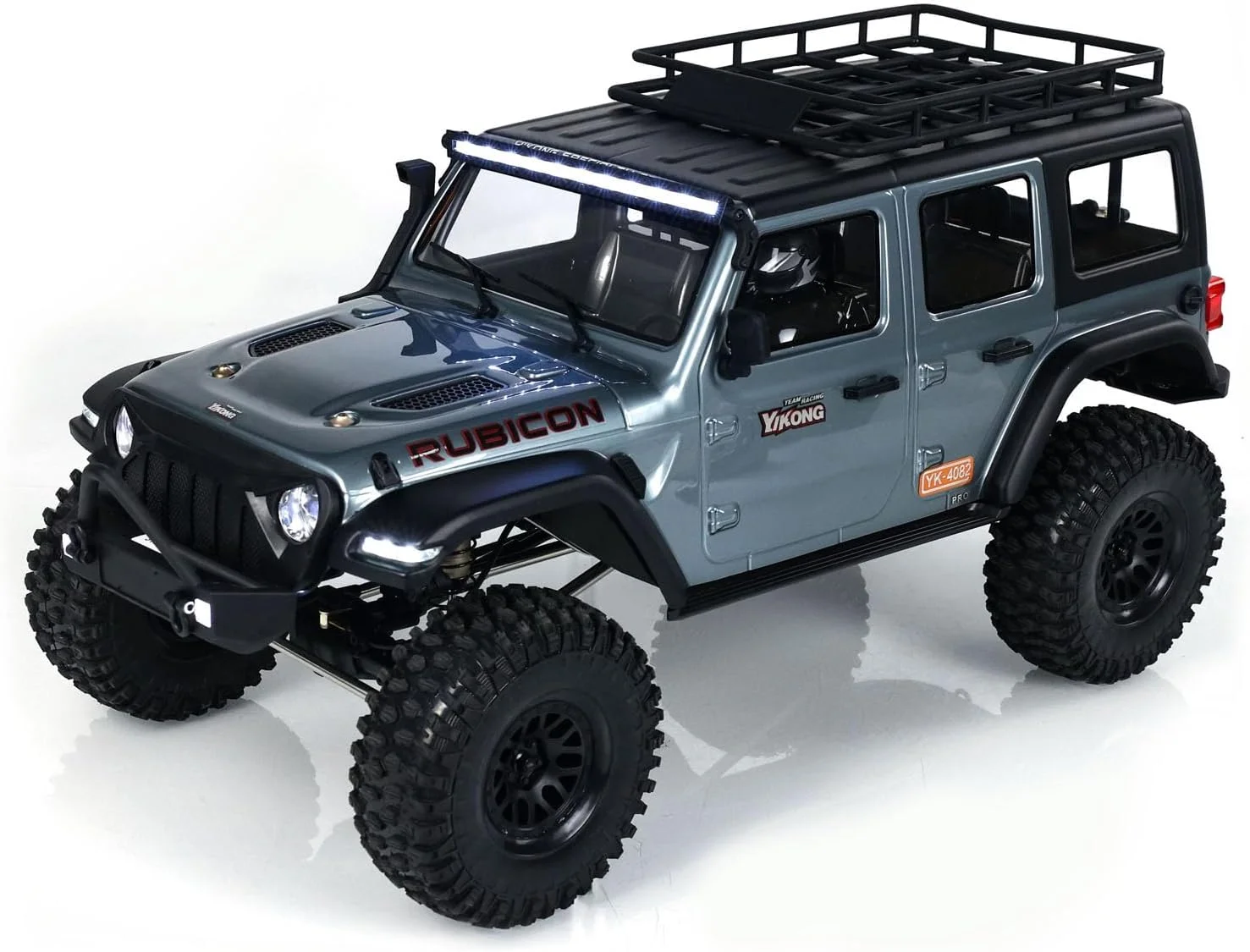 ماشین صخره نورد کنترلی مدل YIKONG YK4082 V3، مقیاس 1/8، 4x4، 4WD، سیستم روشنایی، مناسب برای سرگرمی (خاکستری)