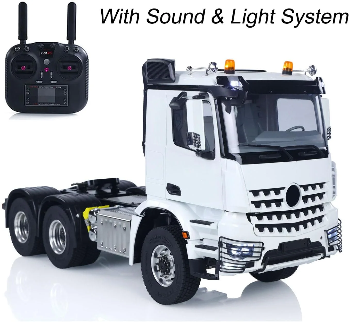مدل کامیون تراکتور کنترلی از راه دور 1/14 مدل ماشین باری با اکسل دیفرانسیل بدون قفل، رادیو HotRC دو سرعته، موتور براش، ESC، چراغ، مدل حرفه ای برای بزرگسالان
