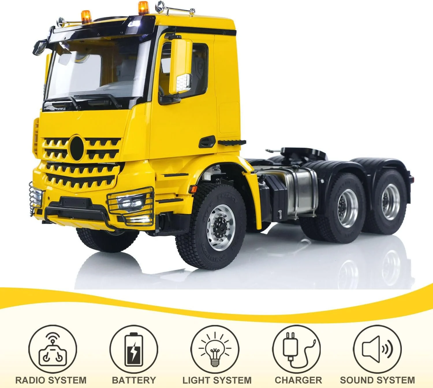 تراکتور کنترلی مدل B3363 مقیاس 1/14، شاسی فلزی، بدون قفل دیفرانسیل، گیربکس 2 سرعته، مدل کامیون 6 چرخ محرک، مناسب برای سرگرمی بزرگسالان