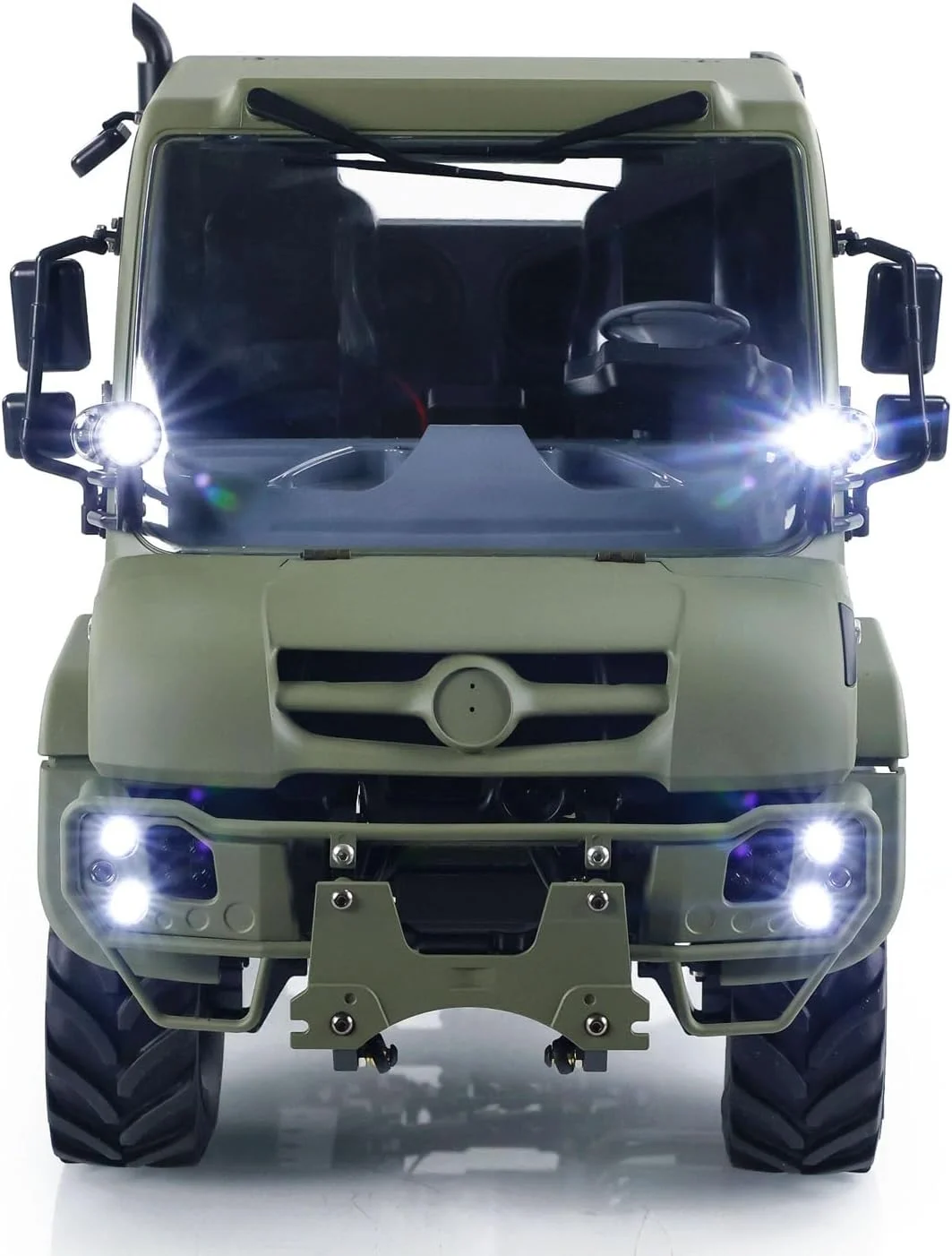 مدل ماشین خزنده از راه دور 4x4 مدل سطل فلزی 1/10 U423 با سیستم انتقال 2 سرعته، قفل دیفرانسیل، نور و صدا، مدل درجه سرگرمی (سبز ارتشی)