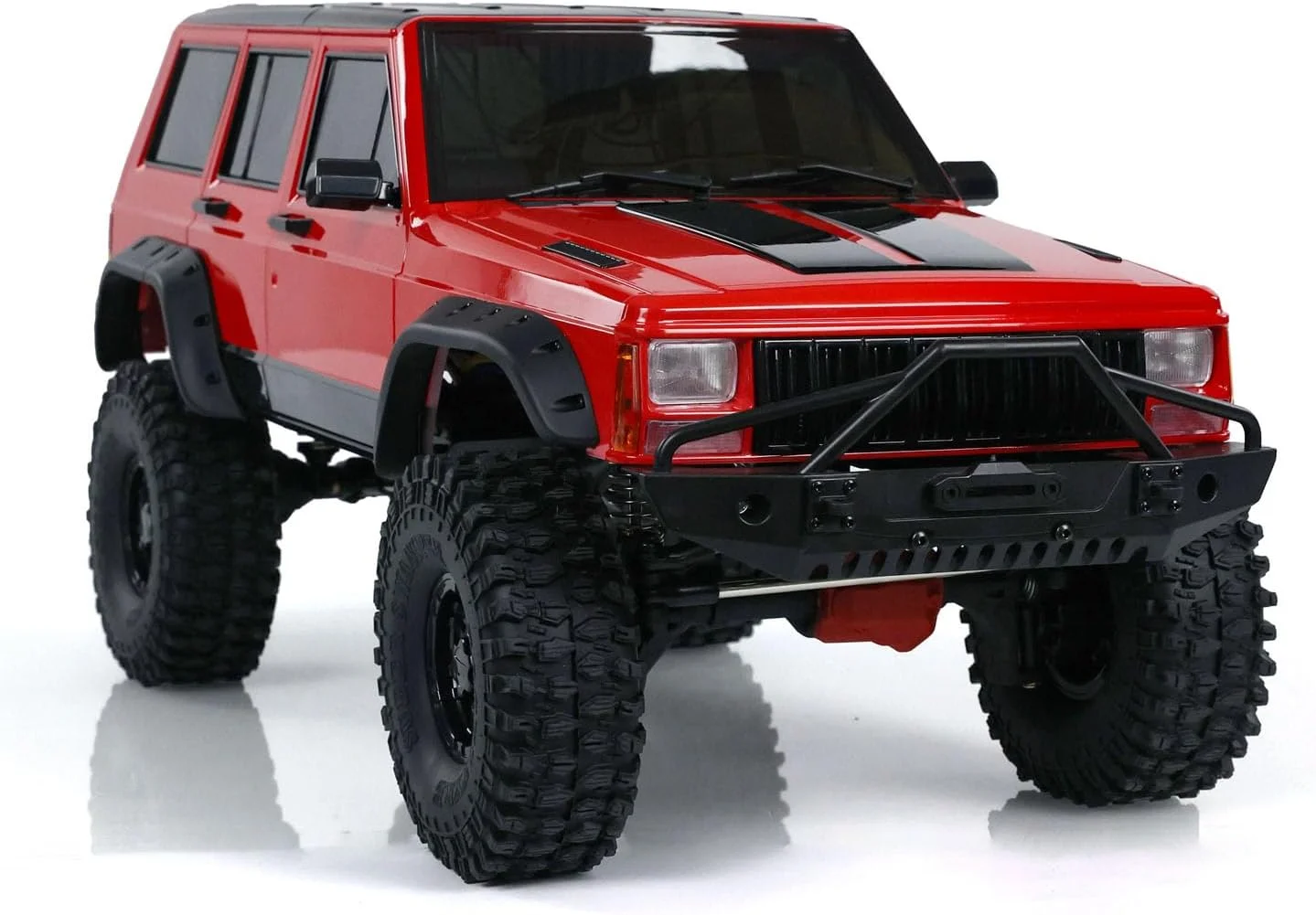 ماشین خزنده آفرود کنترلی 1/10 با چراغ و صدا و 4 چرخ متحرک و قفل دیفرانسیل برای سرگرمی