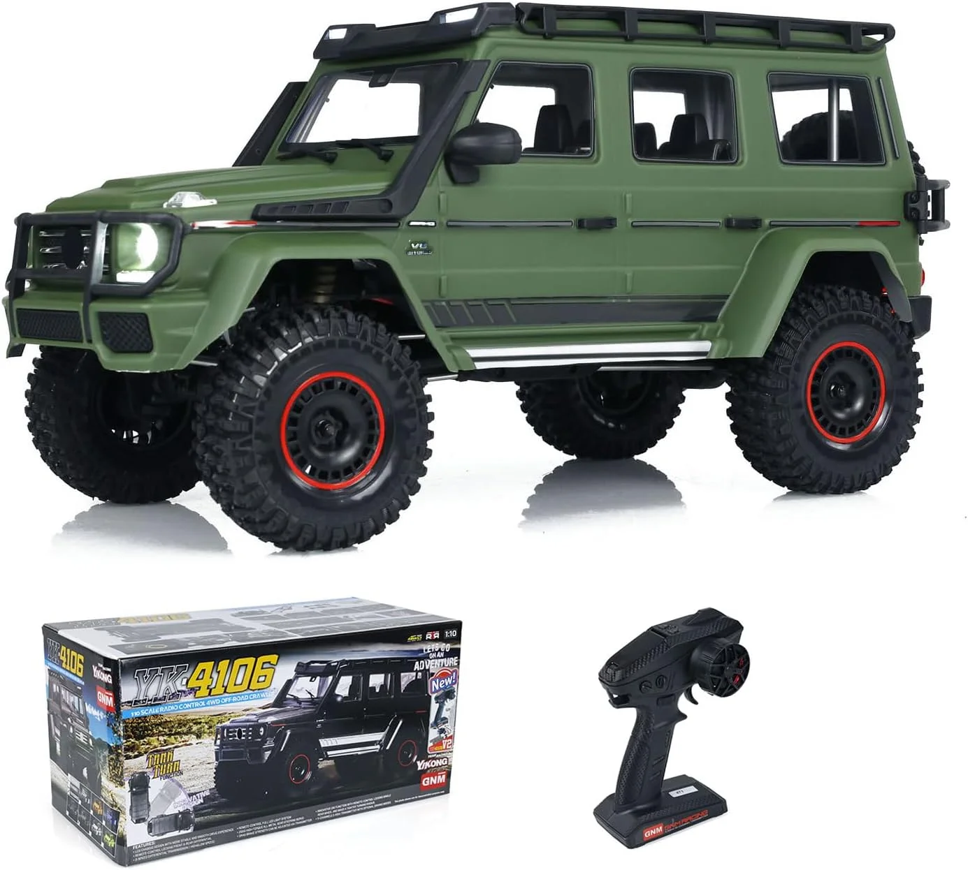 ماشین خزنده کنترلی از راه دور YIKONG 4x4 1/10 مدل YK4106PRO 4WD 11CH، سیستم روشنایی خودروهای آفرود، مدل درجه سرگرمی برای بزرگسالان