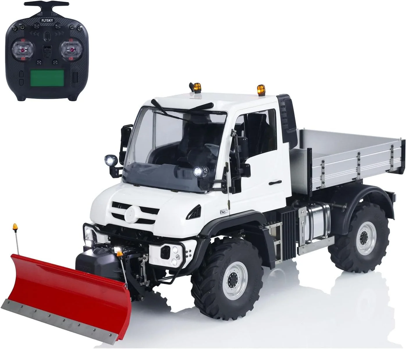 مدل ماشین خزنده هیدرولیک آرسی U423 4X4 1/10 با تیغه برف روب، مدل ماشین آفرود آرسی، سطل فلزی، گیربکس 2 سرعته، نور و صدا، کنترلر از راه دور ST8