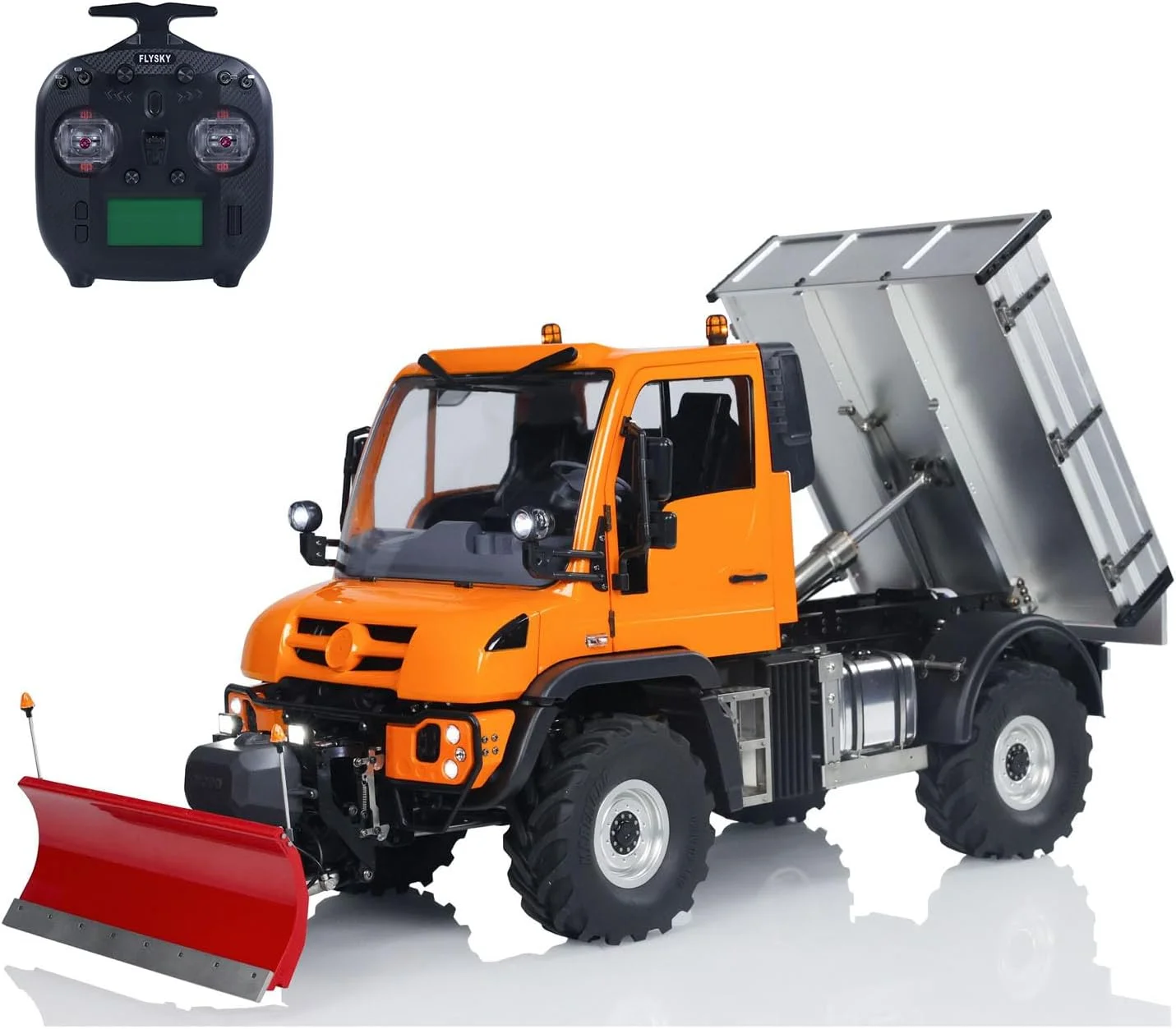 مدل ماشین آرسی صخره نورد هیدرولیک آفرود 4X4 مدل U423 مقیاس 1/10 با تیغه برف روب و باکت فلزی، گیربکس 2 سرعته، نور و صدا، کنترلر از راه دور ST8