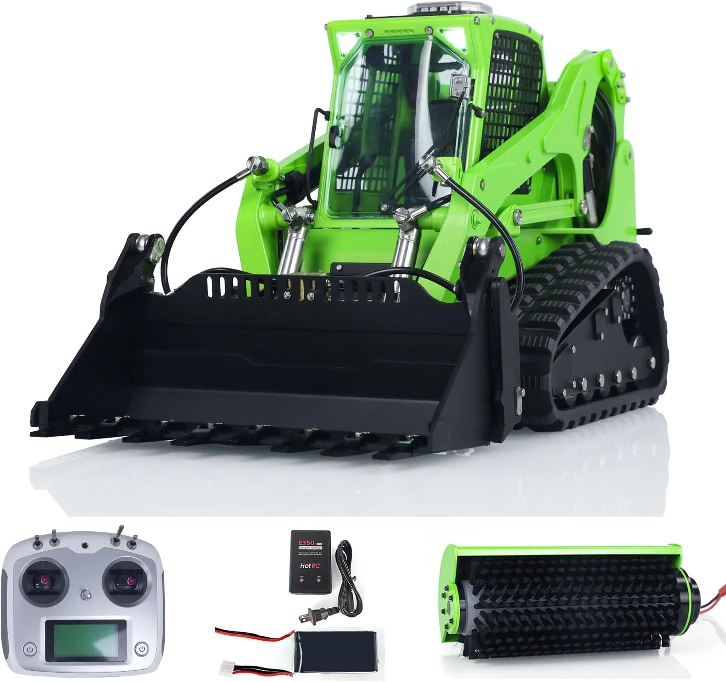 لودر لِسو Aoue LT5 Bobcat RC هیدرولیک با مقیاس 1/14، جاروی برقی، رادیو I6S، باتری، مدل RTR ماشین ساختمانی کنترلی