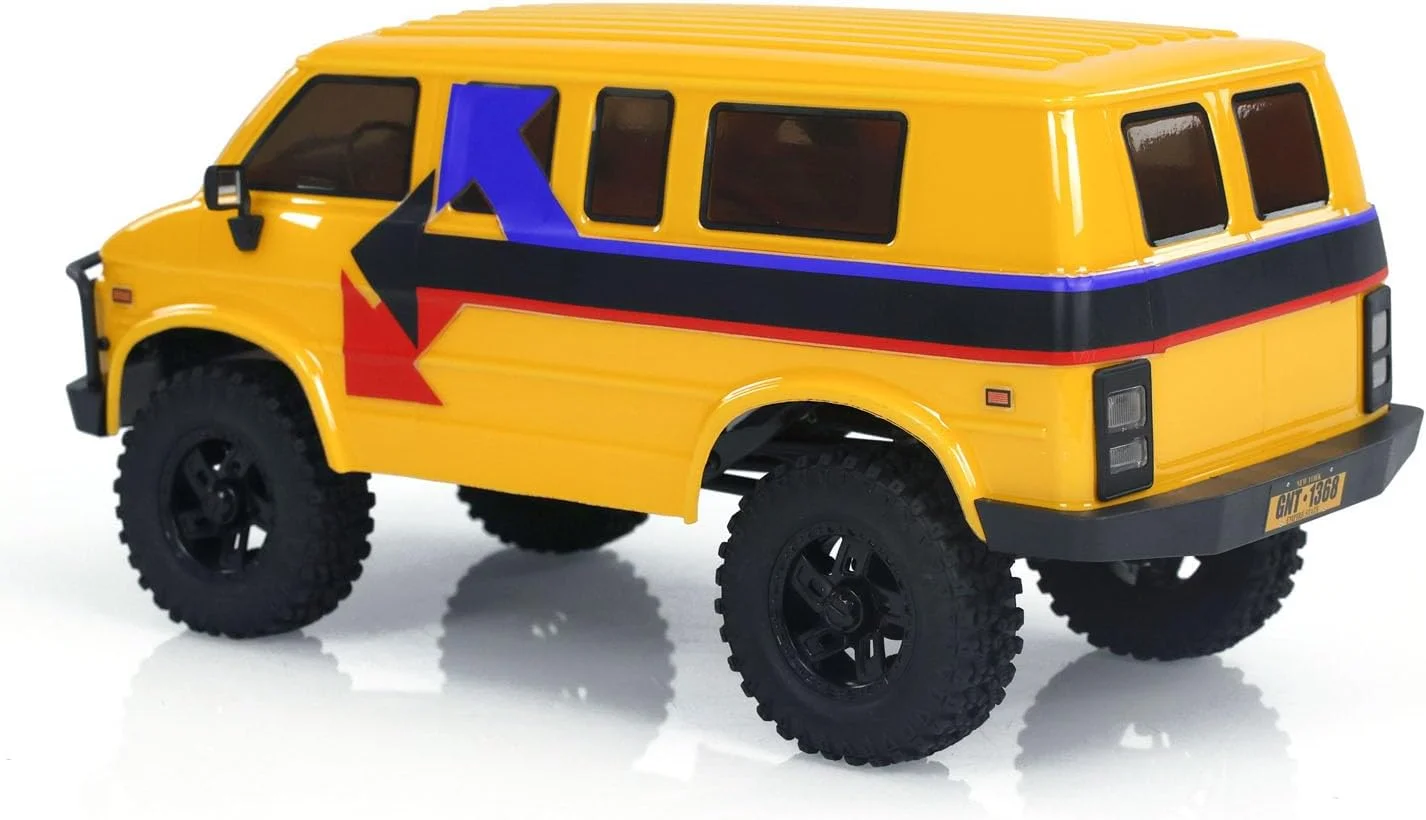 ماشین خزنده آرسی کنترلی 4WD مقیاس 1/18، مدل وسایل نقلیه آفرود با سیستم نور، موتور و سروو (زرد)
