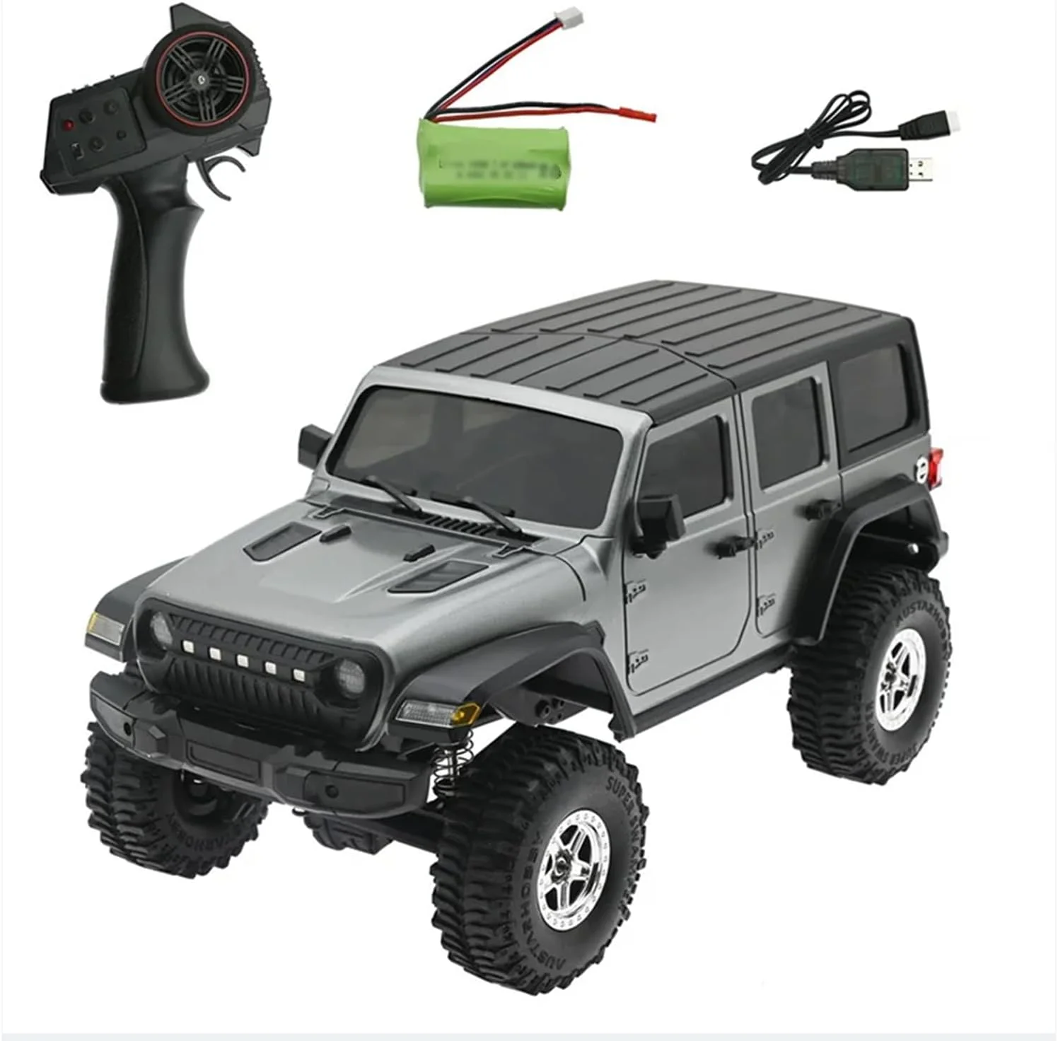 آرسی کرالر 1/18 4WD RTR آفرود با چراغ و موتور براش و کنترل از راه دور و ESC ضد آب