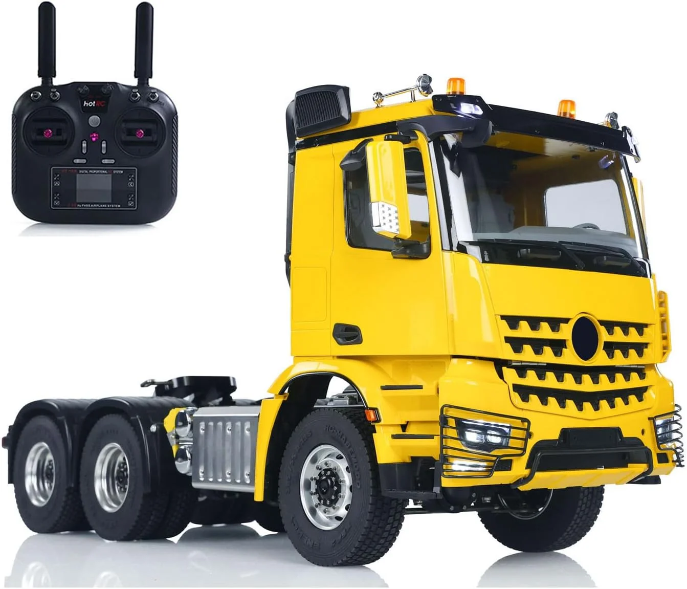 مدل کامیون آرسی کنترلی 3363، تراکتور کنترلی رادیویی مقیاس 1/14، مدل کامیون 6x6 بدون قفل دیفرانسیل، دو سرعته، رادیو 10 کانال، موتور براش، مدل درجه سرگرمی