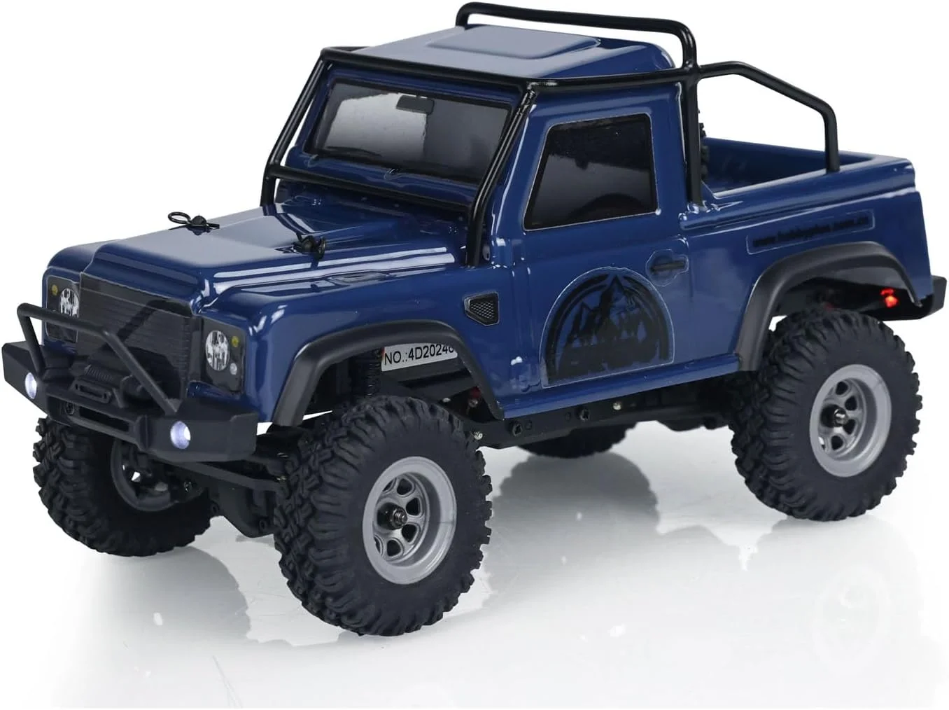 ماشین خزنده مینی 4WD مدل 1/24 4X4 با کنترل از راه دور، ماشین صخره نوردی RC، مدل وسایل نقلیه آفرود، موتور، سروو، سیستم نور ESC برای سرگرمی (آبی تیره)