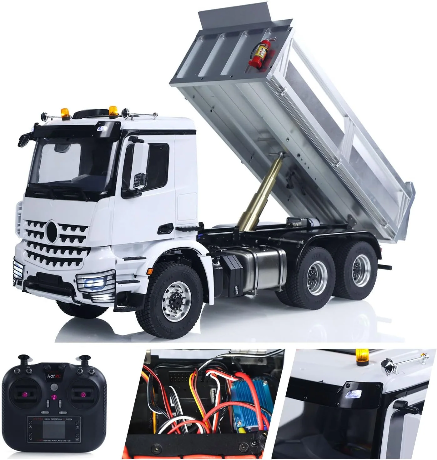 شاسی فلزی 6*6 آرسی کمپر هیدرولیک مدل 3348 با گیربکس 2 سرعته، مدل کمپر رادیو کنترلی با دیفرانسیل و نور و صدا مناسب برای سرگرمی