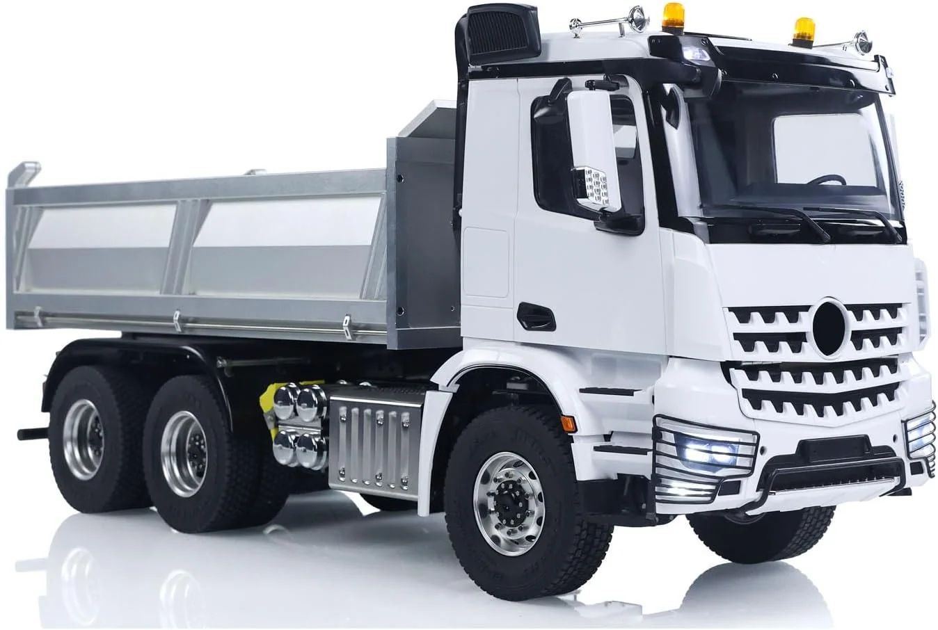 شاسی فلزی 6*6 آرسی کمپر هیدرولیک مدل 3348 با گیربکس 2 سرعته، مدل کمپر رادیو کنترلی با دیفرانسیل و نور و صدا مناسب برای سرگرمی