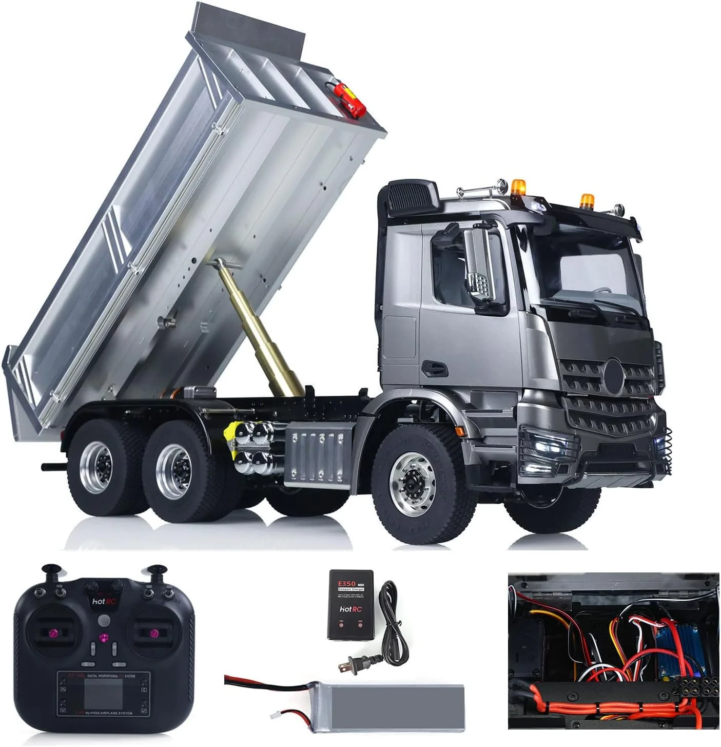 مدل شاسی فلزی RTR 1/14 RC کمپرسی هیدرولیک 2 سرعته کنترل از راه دور ماشین کمپرسی 3 محور بدون قفل دیفرانسیل رادیو باتری مدل درجه سرگرمی