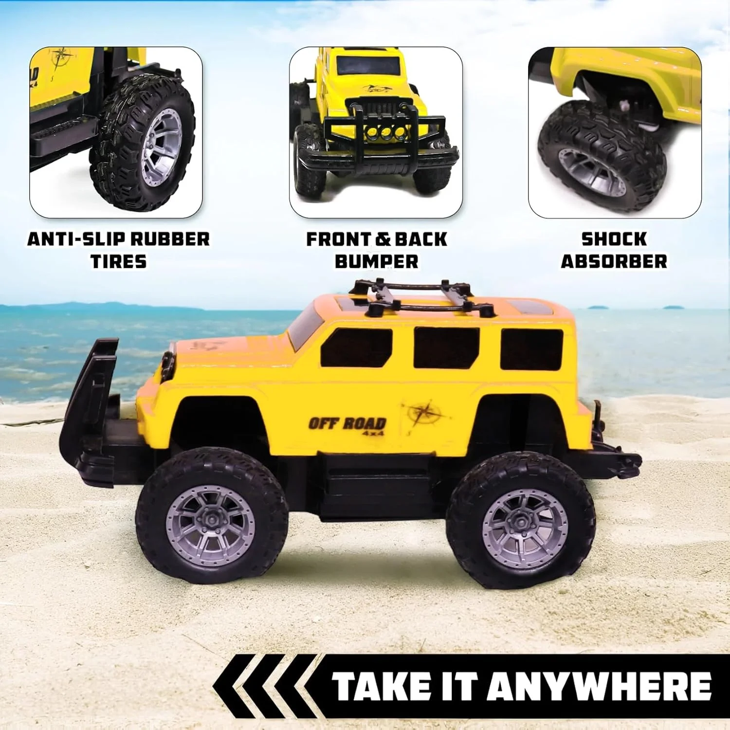 ماشین کنترلی صخره نورد پرسرعت مقیاس 1:18 آفرود مدل مانستر تراک 2WD به همراه باتری قابل شارژ | ماشین بازی کنترلی برای پسران (رنگ های تصادفی)