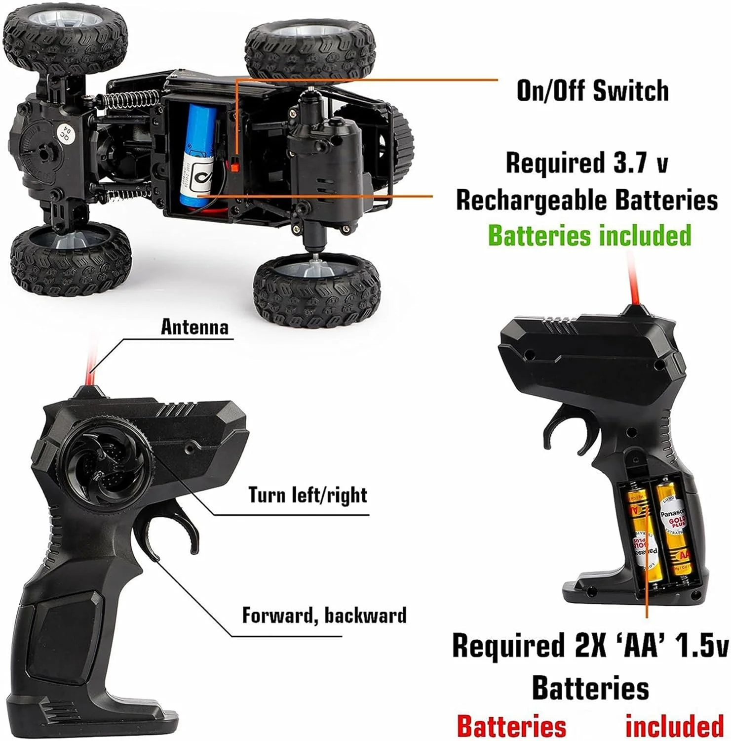 ماشین کنترلی صخره نورد فلزی مقیاس 1:18، چهار چرخ متحرک و شارژی