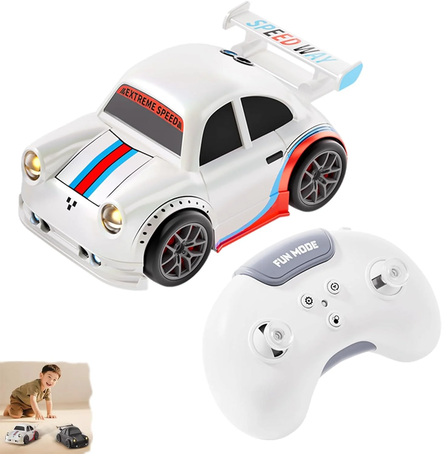 ماشین کنترلی هوشمند با حالت دنبال کردن خودکار، ماشین دریفت کنترلی 4WD با سرعت بالا، ماشین های کنترلی 2.4 گیگاهرتزی قابل شارژ و مقاوم برای بزرگسالان و مبتدیان (سفید)