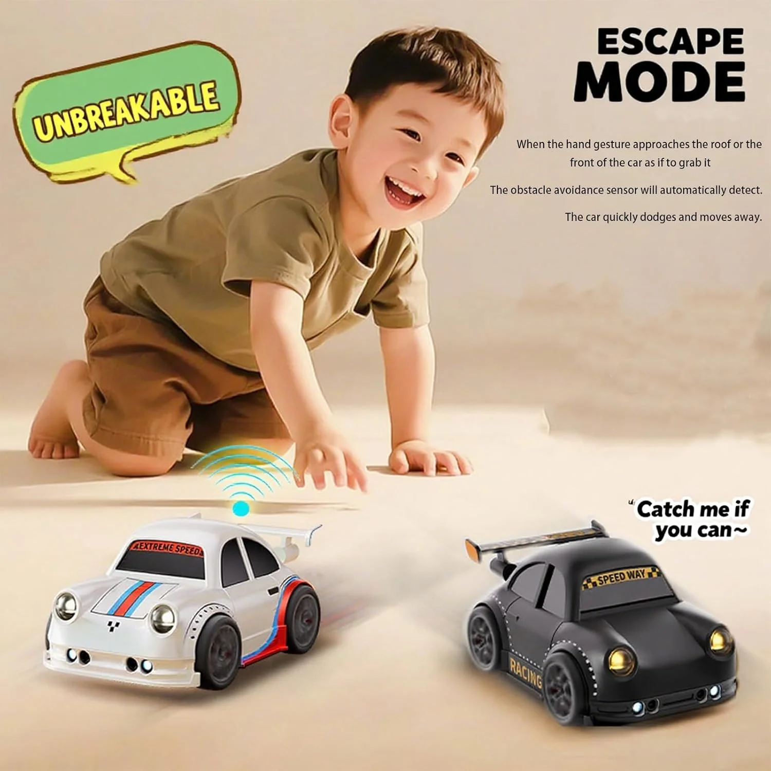 ماشین کنترلی هوشمند با حالت دنبال کردن خودکار، ماشین دریفت کنترلی 4WD با سرعت بالا، ماشین های کنترلی 2.4 گیگاهرتزی قابل شارژ و مقاوم برای بزرگسالان و مبتدیان (سفید)