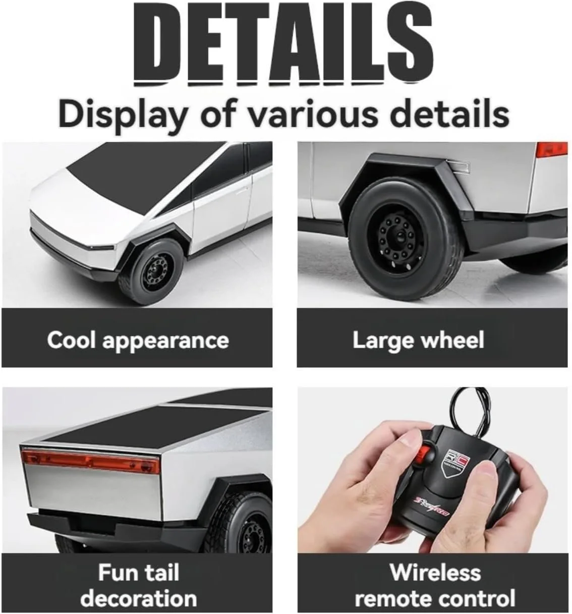 مدل سایبرتراک (سفید پلیس) 27HZ مقیاس 1:14 با کنترل از راه دور، دارای چراغ های جلو و عقب، مناسب بازی کودکان در محیط های داخلی و خارجی، هدیه تولد برای کودکان (سفید)