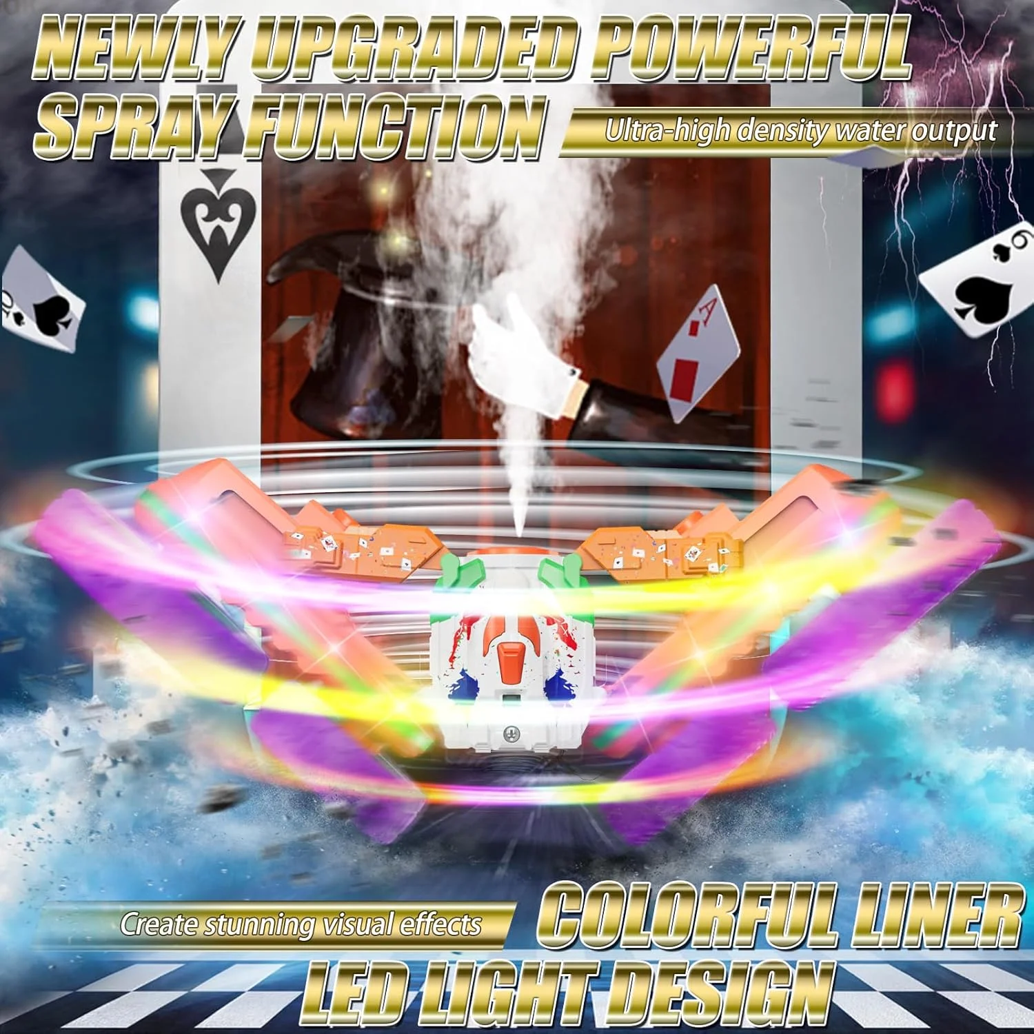 ماشین کنترلی آفرود با افکت اسپری و چراغ - ماشین دریفت مناسب اسباب بازی پسرانه و دخترانه ۴ تا ۱۳ سال (نارنجی)