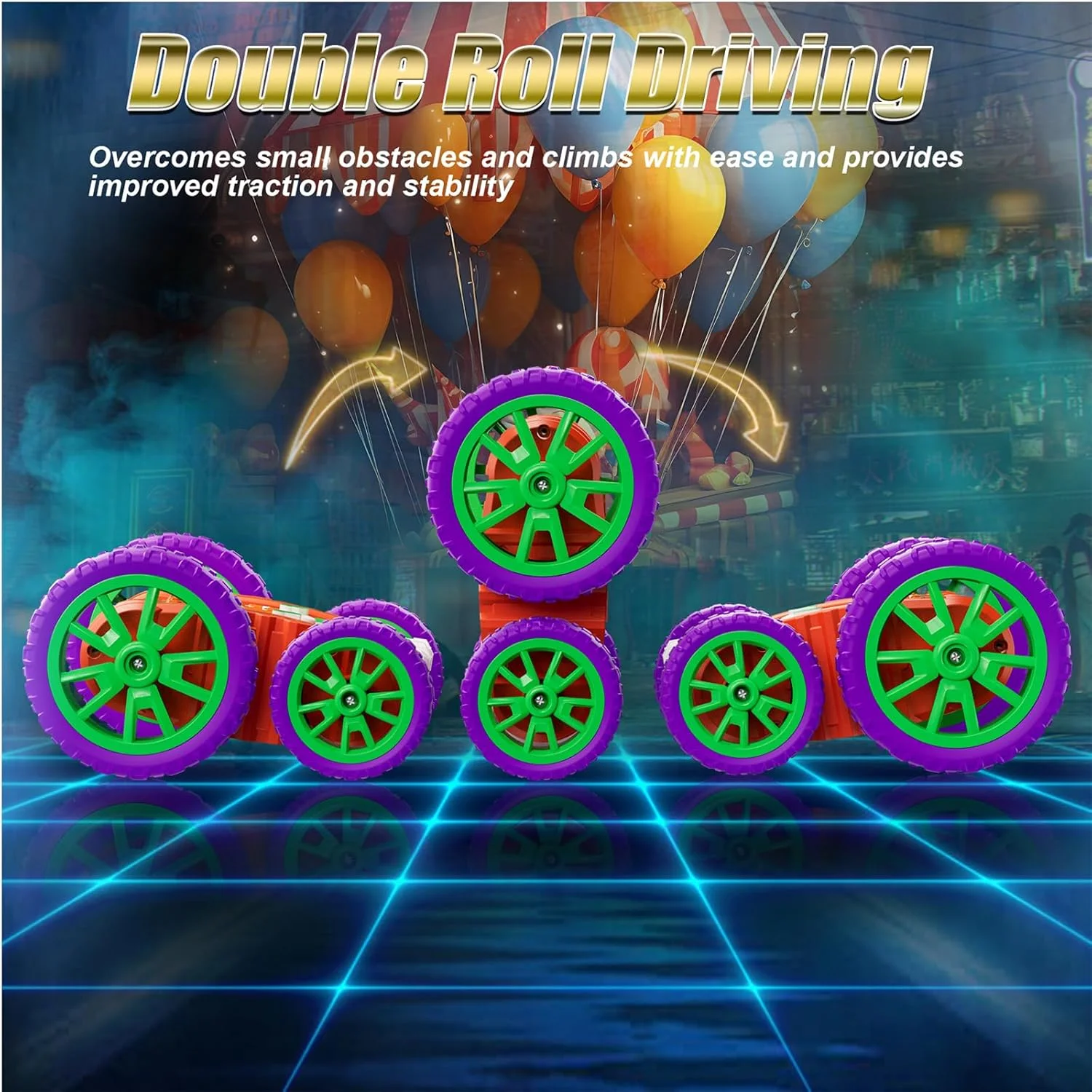 ماشین کنترلی آفرود با افکت اسپری و چراغ - ماشین دریفت مناسب اسباب بازی پسرانه و دخترانه ۴ تا ۱۳ سال (نارنجی)