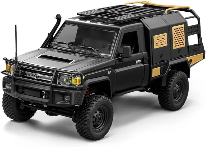 ماشین آرسی صخره نورد مقیاس 1/12، کامیون آرسی MN-82S LC79 RTR 4x4، خودروهای آفرود 2.4 گیگاهرتز، ماشین صخره نورد آرسی با چراغ های ال ای دی، باتری 7.4 ولت 1200 میلی آمپر ساعت، اسباب بازی سرگرمی برای بزرگسالان (مشکی)