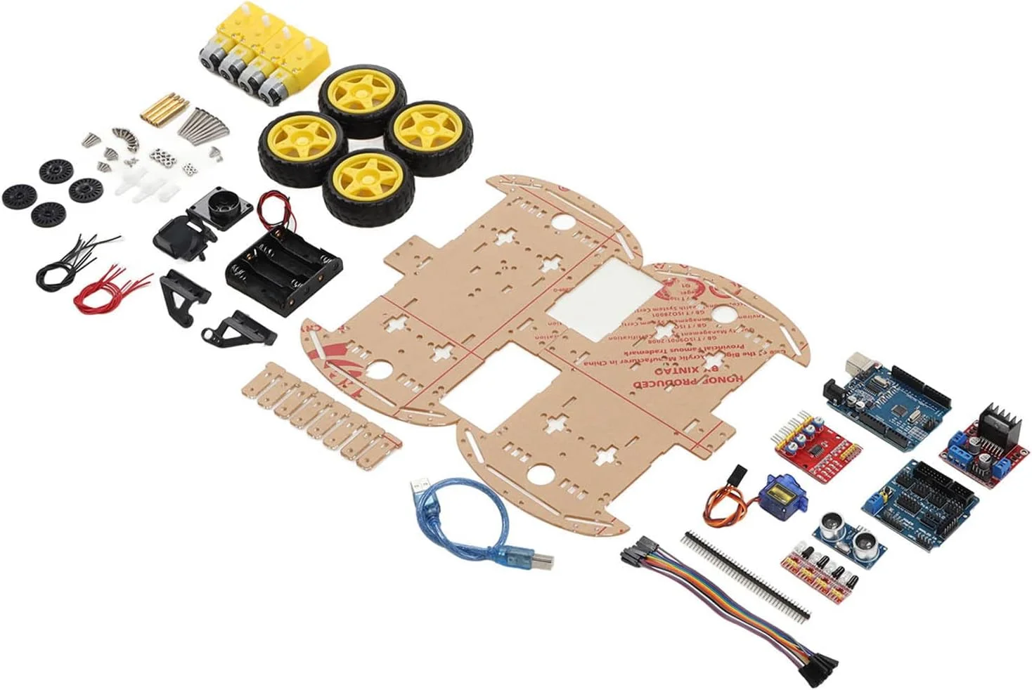 کیت شاسی ماشین ربات هوشمند، پلتفرم 4WD با سوئیچ و محفظه های باتری، برای سیستم چرخه بسته سرعت و مسافت