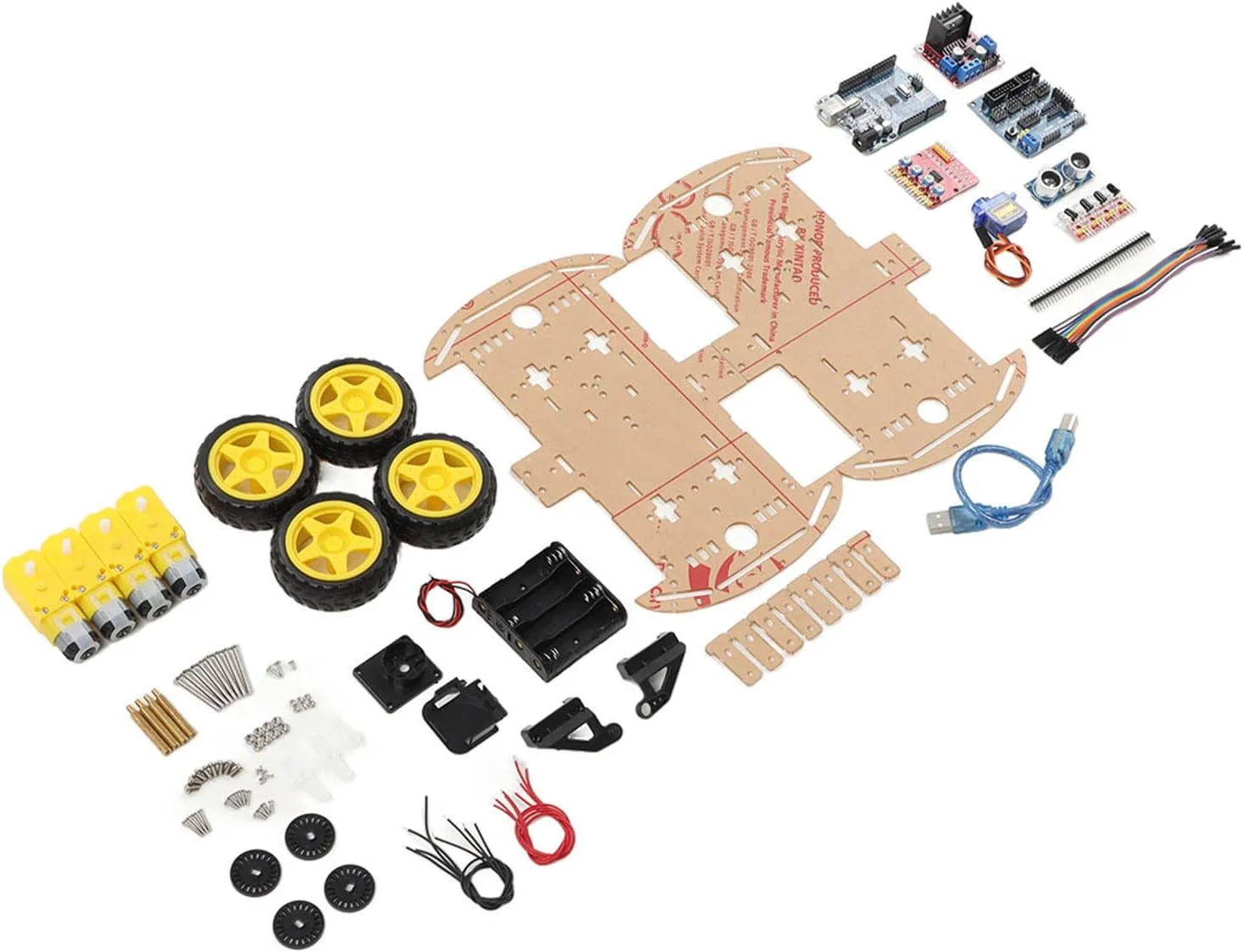 کیت شاسی ماشین ربات هوشمند، پلتفرم 4WD با سوئیچ و محفظه های باتری، برای سیستم چرخه بسته سرعت و مسافت