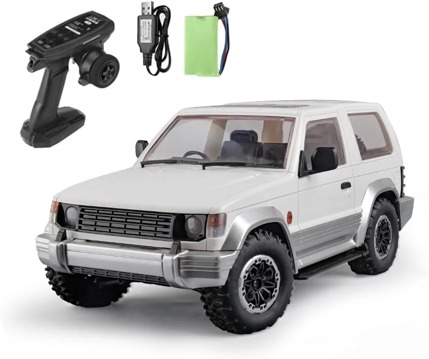 کامیون آرسی خزنده مقیاس 1/14، کامیون آرسی LDRC LD1297 RTR 4x4 آفرود 2.4 گیگاهرتز با چراغ های ال ای دی، موتور 280 و سروو برای اسباب بازی های سرگرمی بزرگسالان (سفید)