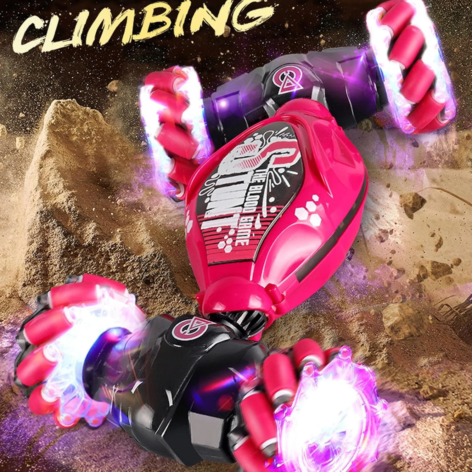 ماشین آرسی شیرم - ماشین بدلکاری آرسی، ماشین بدلکاری با اشاره دست، کنترل از راه دور ارتقا یافته با اشاره و کنترل ساعت، ماشین بدلکاری آرسی با حسگر اشاره با موسیقی نور، ماشین های آرسی دو طرفه با چرخش 360 درجه (آبی)