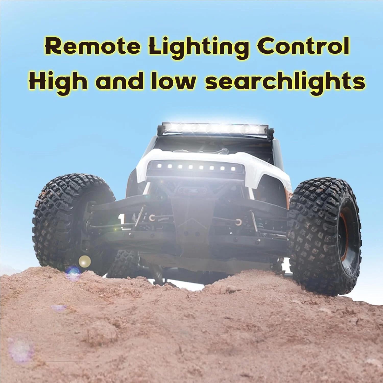 کامیون آرسی صخره نورد Rochobby Ford Bronco 1/7 Ridge Racer U4، کامیون آرسی براشلس 4WD، باگی صحرایی با سرعت بالا 80 کیلومتر در ساعت، صخره نورد آرسی برای بزرگسالان (آبی)