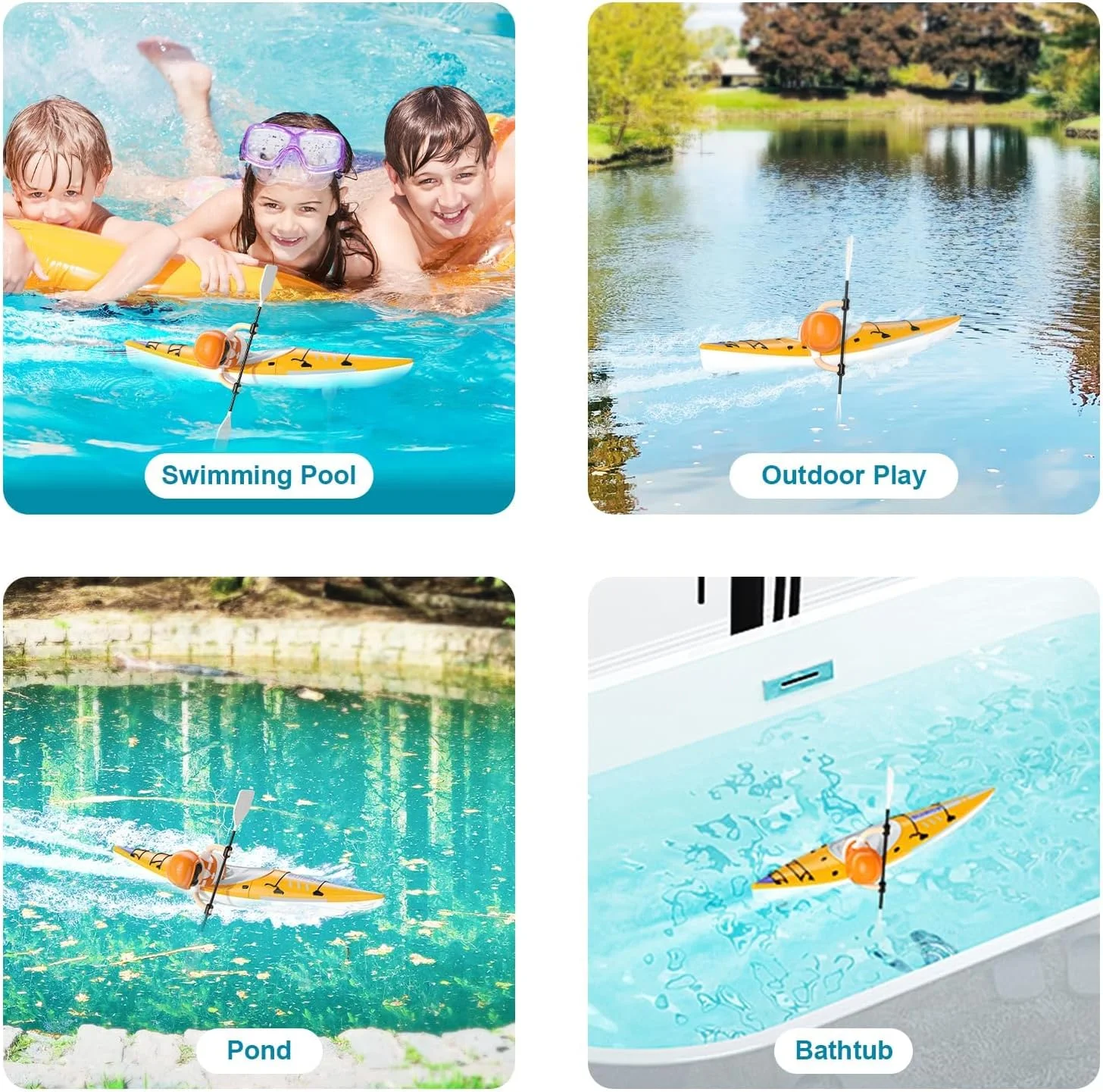 قایق های کنترلی با چراغ LED برای کودکان، قایق کنترلی 2.4 گیگاهرتزی برای پسران، قایق های اسباب بازی برای استخر و دریاچه ها، اسباب بازی های جالب استخری هدیه برای کودکان 8-12 سال، بازیابی واژگونی (نارنجی)