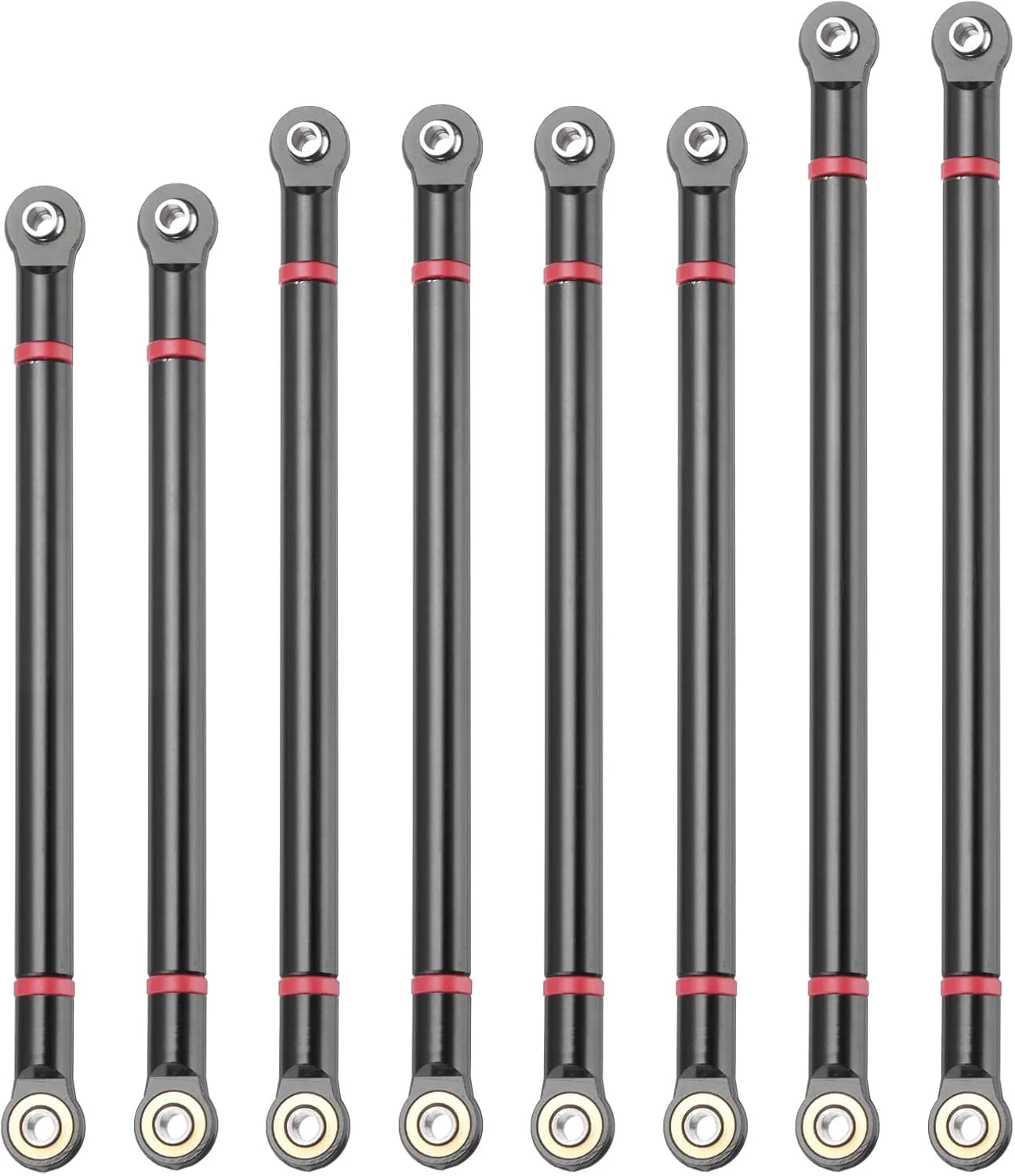 کوآرکزمان، بسته 8 عددی میله اتصال دهنده پایه چرخ آلیاژ آلومینیوم 313 میلی متر، اتصال شاسی میله اتصال بالا و پایین برای قطعات ارتقاء دهنده خزنده ماشین آرسی SCX10 1/10، مشکی