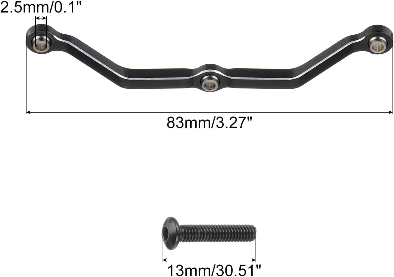 اتصال قطعات ارتقاء فرمان QUARKZMAN، میله اتصال آلیاژ آلومینیوم انتشار کامل، اتصال سروو برای قطعات ارتقاء خزنده ماشین آرسی 1/18، مشکی - 6 گرم